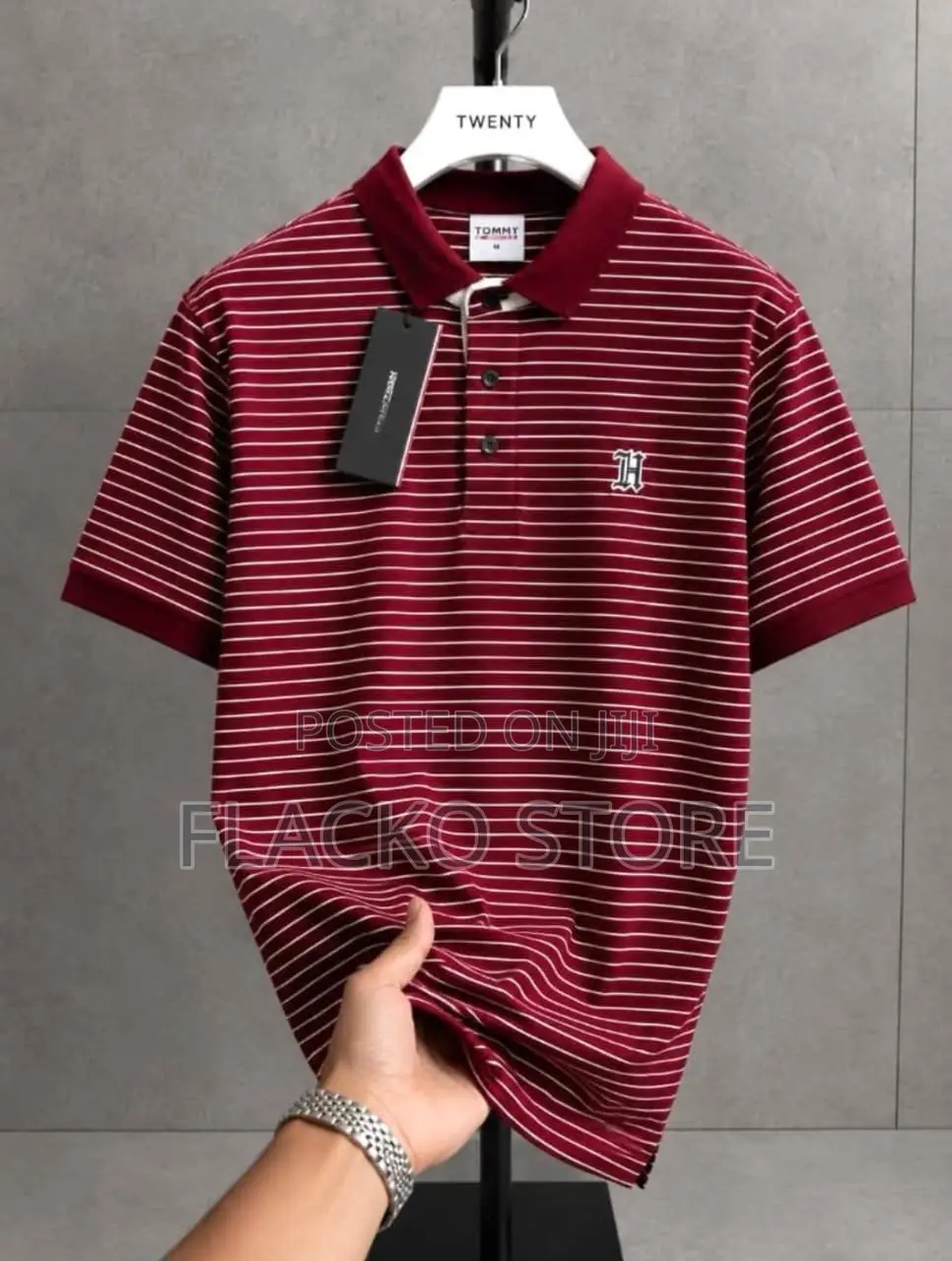 Original New Tommy Hilfiger Collar Neck Stripe T-Shirts