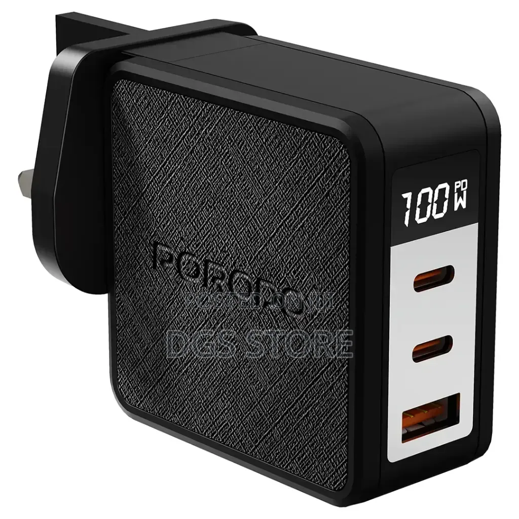 Porodo Quantum GaN 100w Multi Port Charger With Digital Display