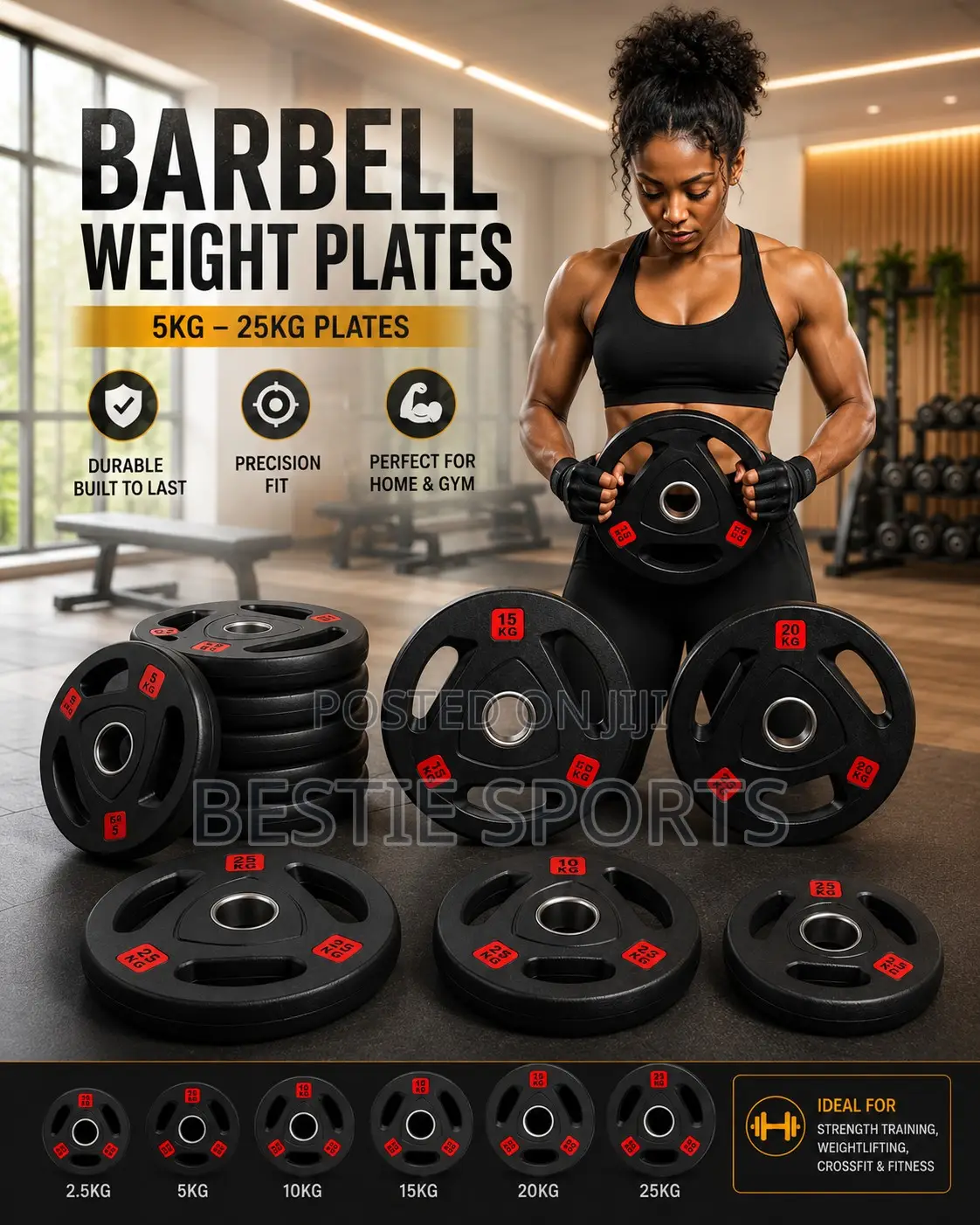Olympic Tri-Grip Weight Plates (2.5kg–25kg) Per Kg