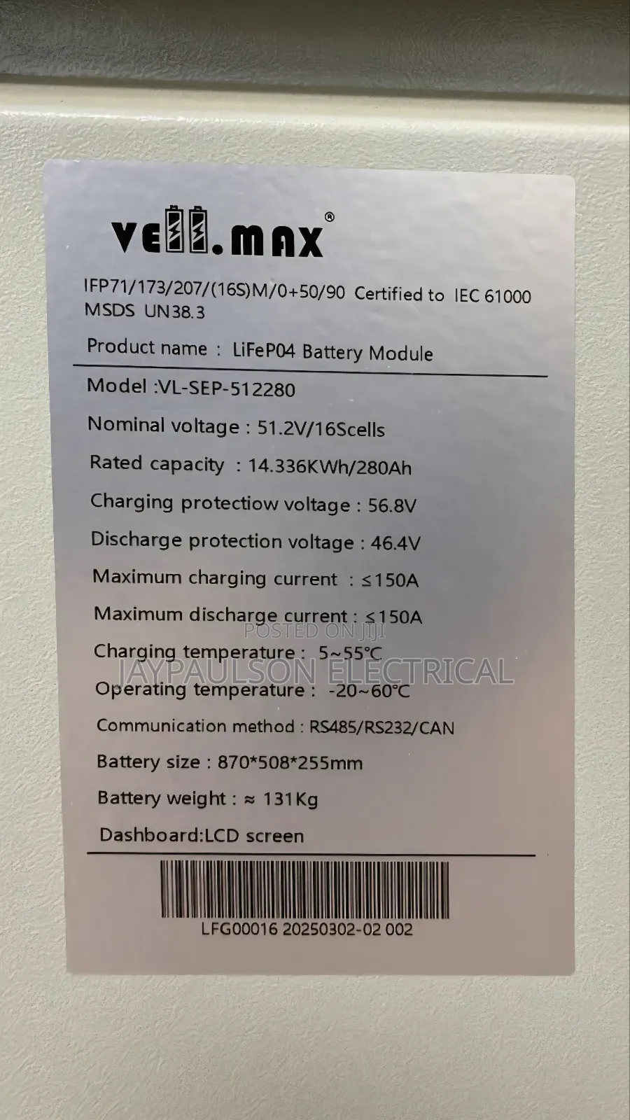 15kwh Littium Battery 48v Fire Proof System Wifi System