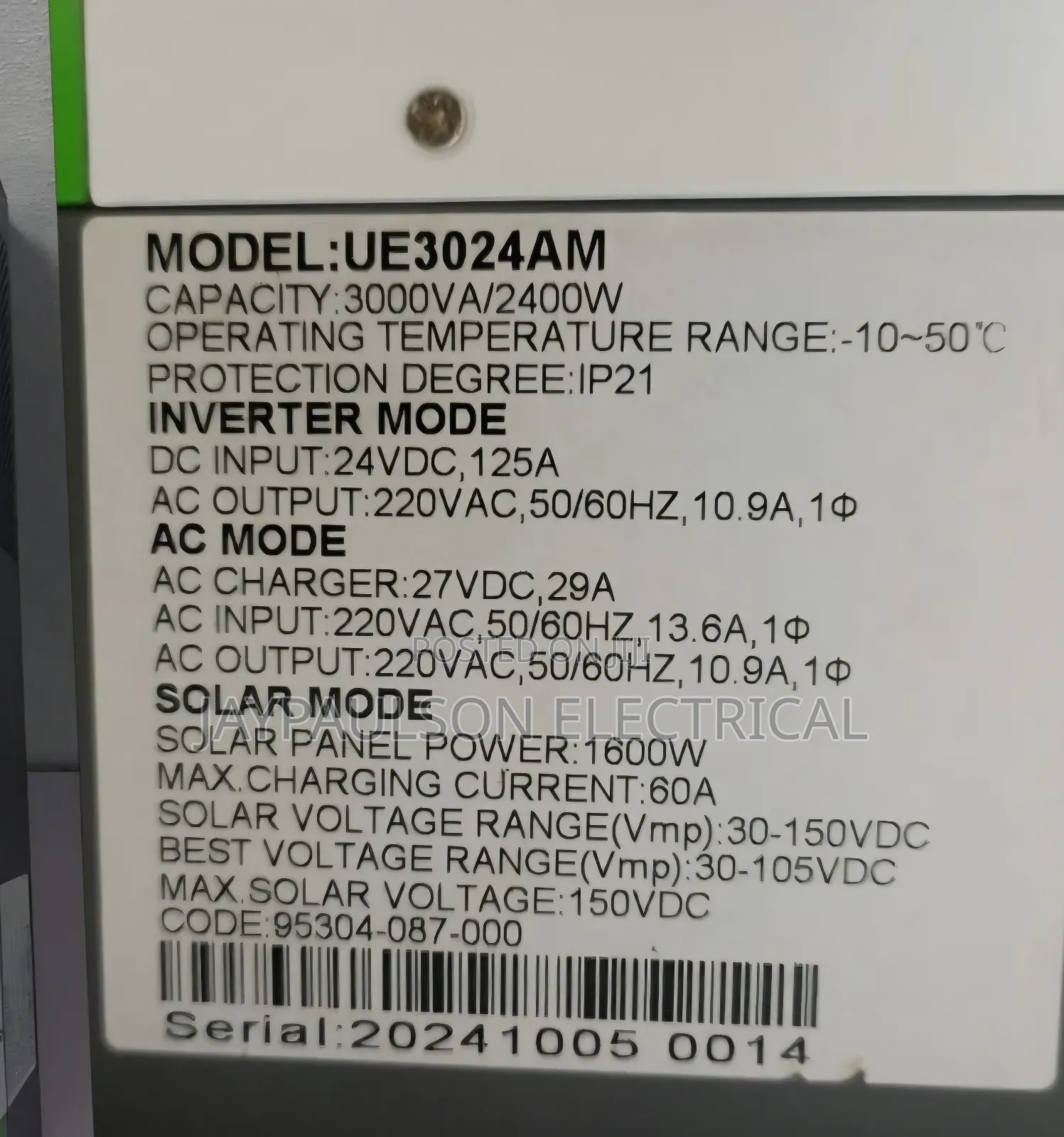 3kva Hybrid Inverter 24v Transformer Base 120a