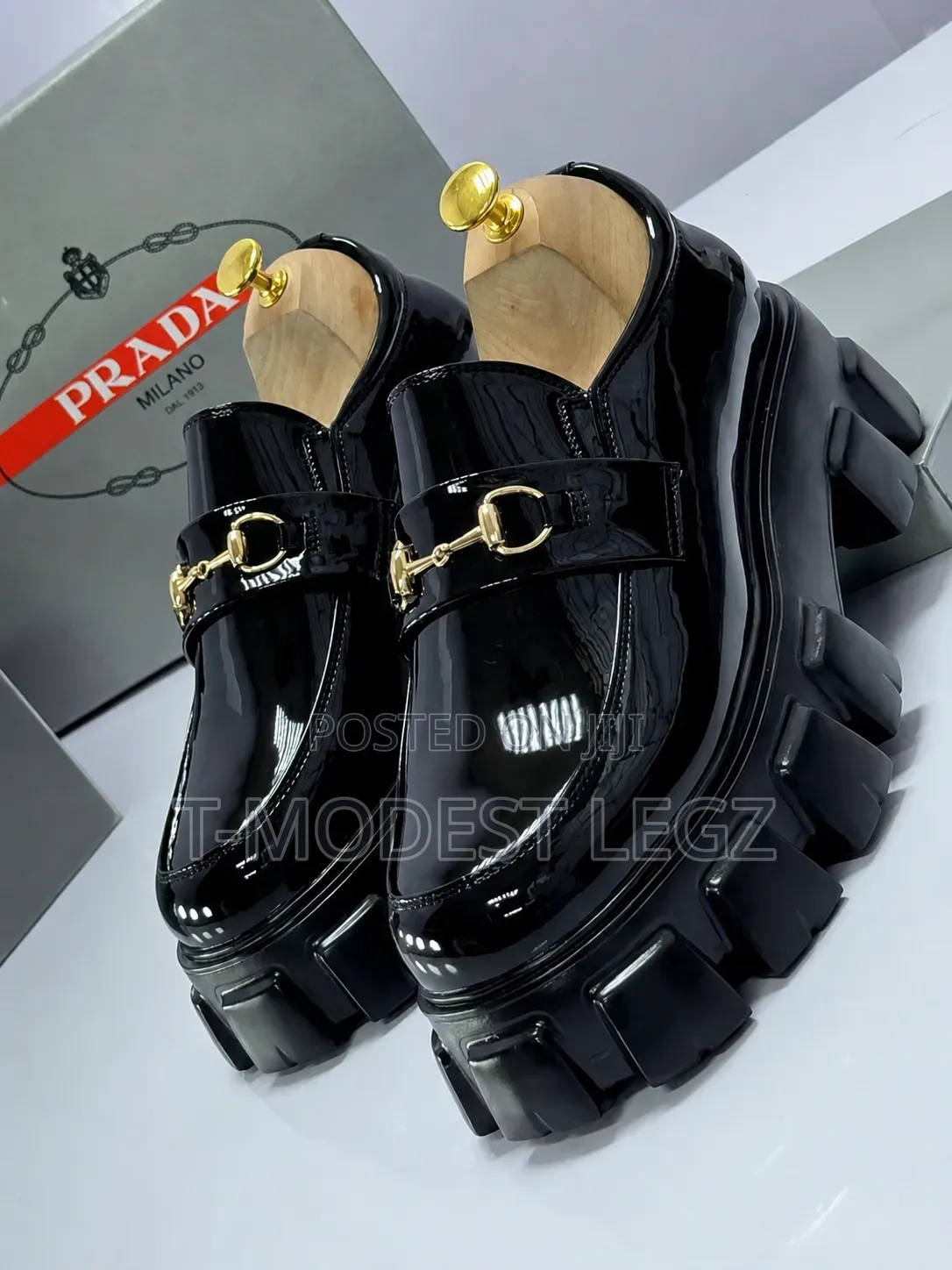 Luxury Glossy Lightweight Prada Milano Chunky Loafers