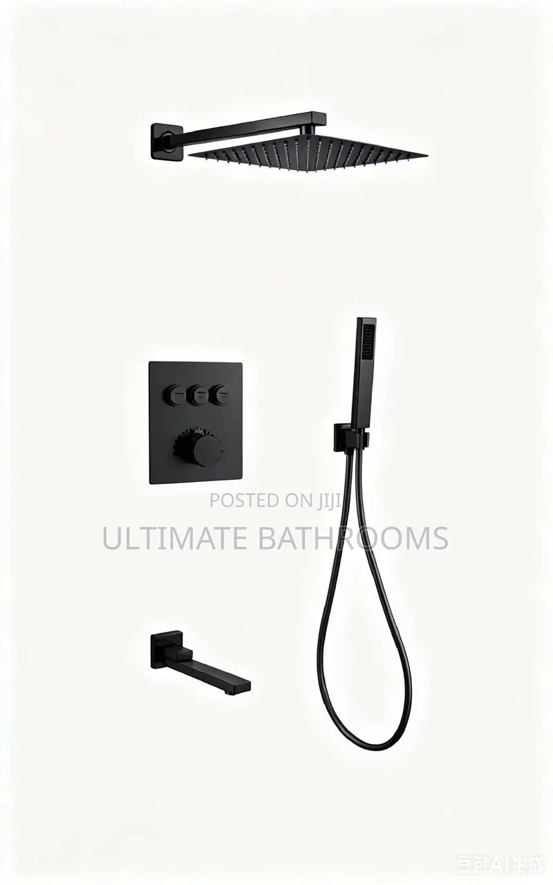 Black Conduit Shower Mixer With Pressing Button