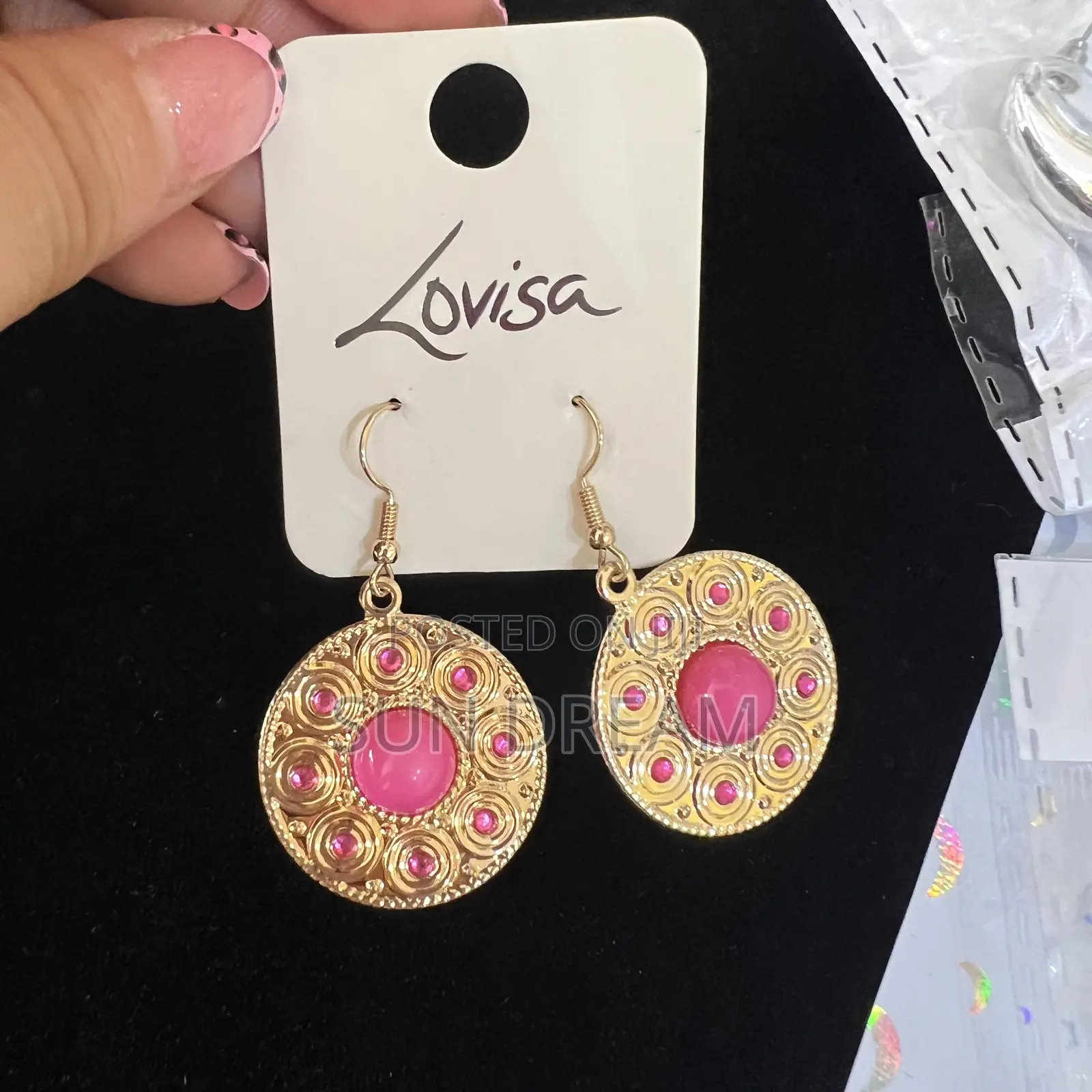 Women Earrings Golden Pink Earrings Lady Gift