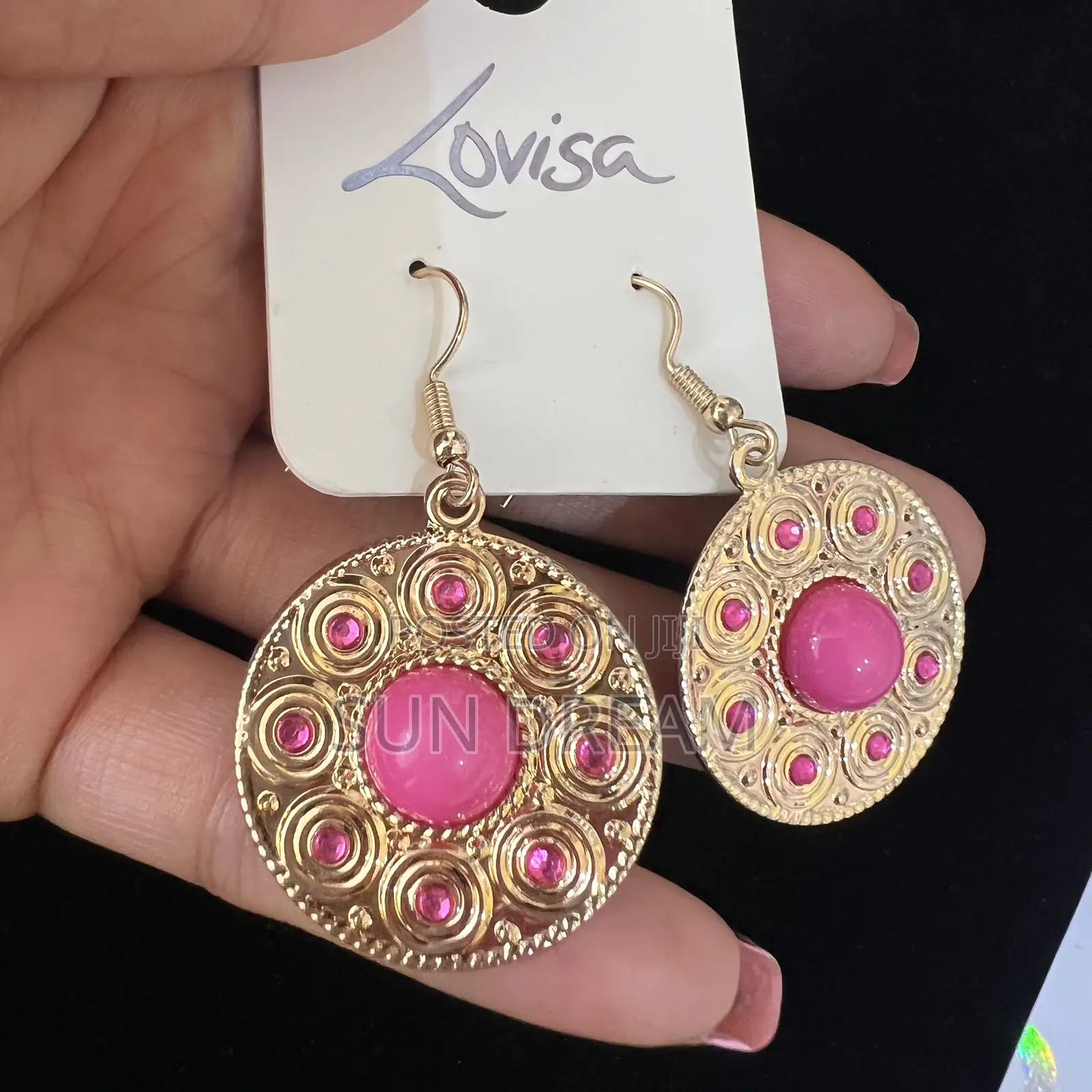 Women Earrings Golden Pink Earrings Lady Gift