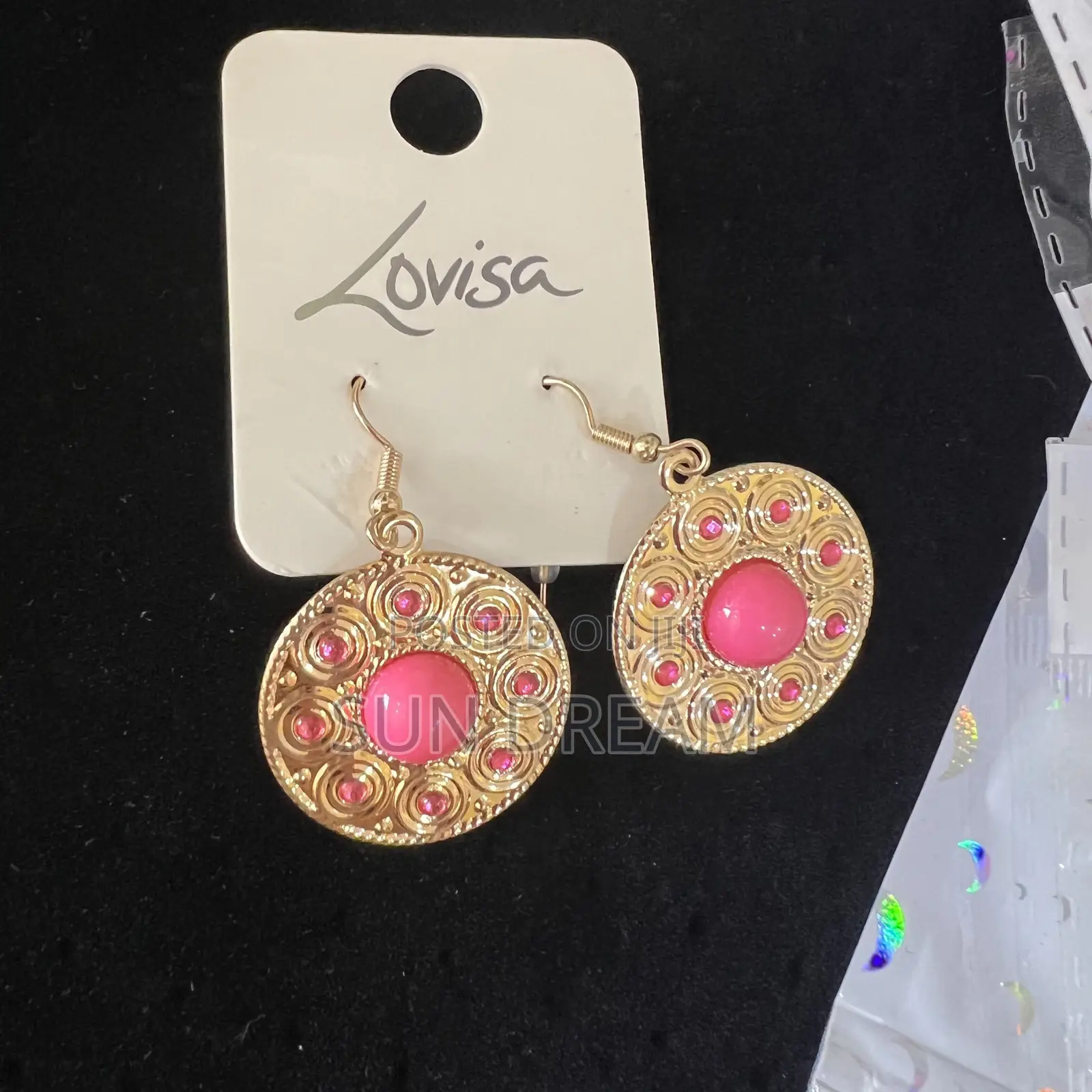Women Earrings Golden Pink Earrings Lady Gift