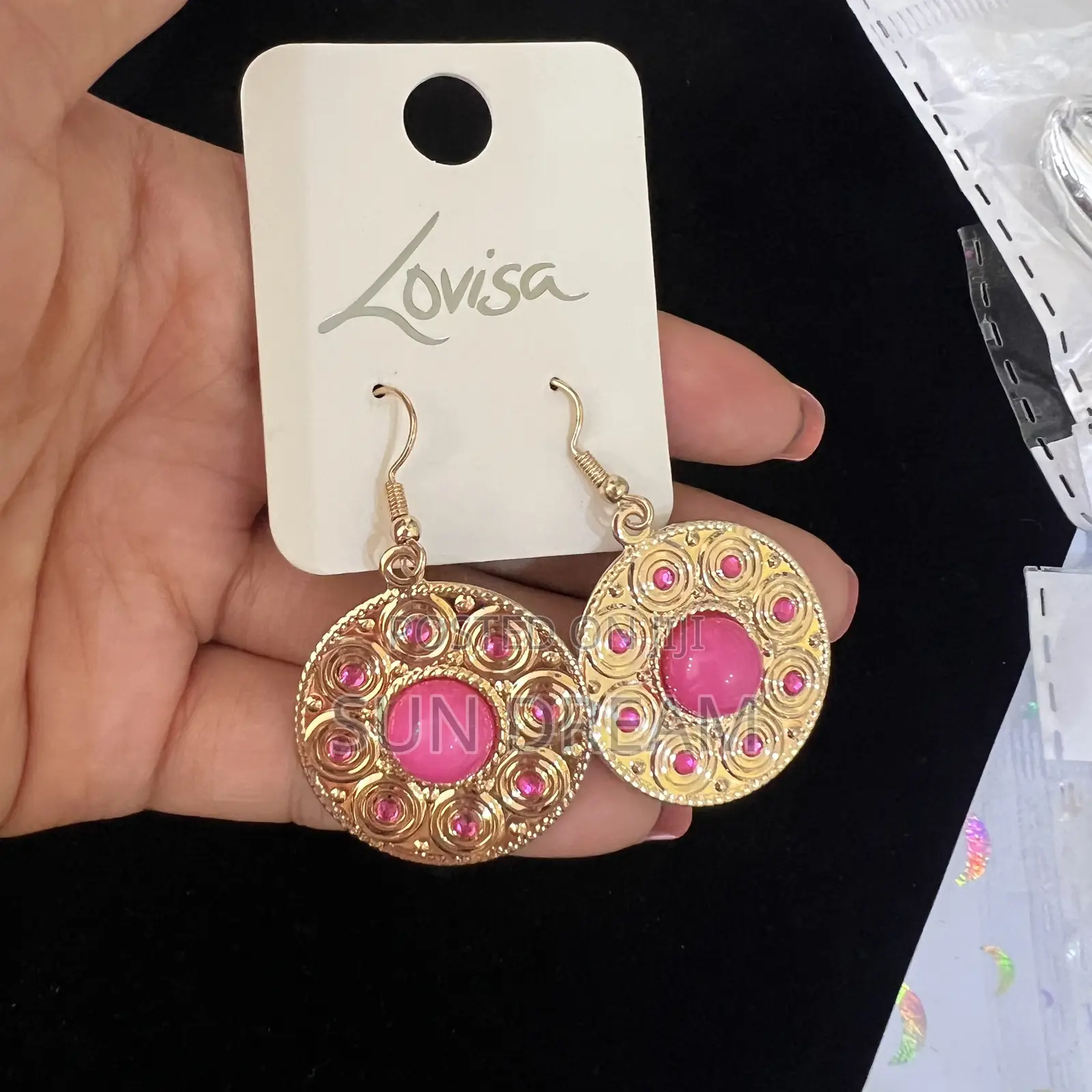 Women Earrings Golden Pink Earrings Lady Gift