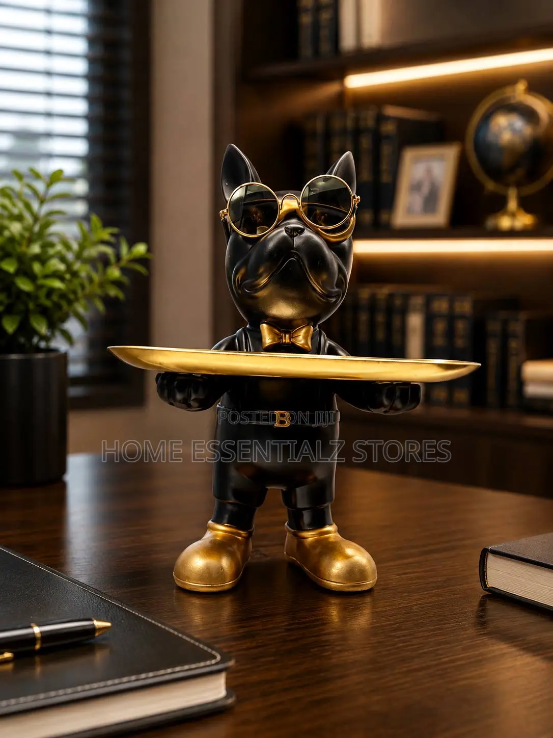 Gift Boss Bulldog Butler Tray Holder - Luxury Frenchie Resin Decor