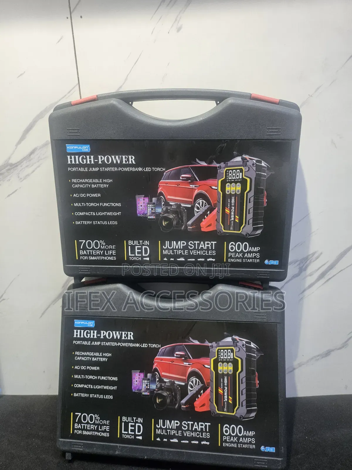 Konfulon High-Power Portable Jump Starter, Power Bank, Led Torch