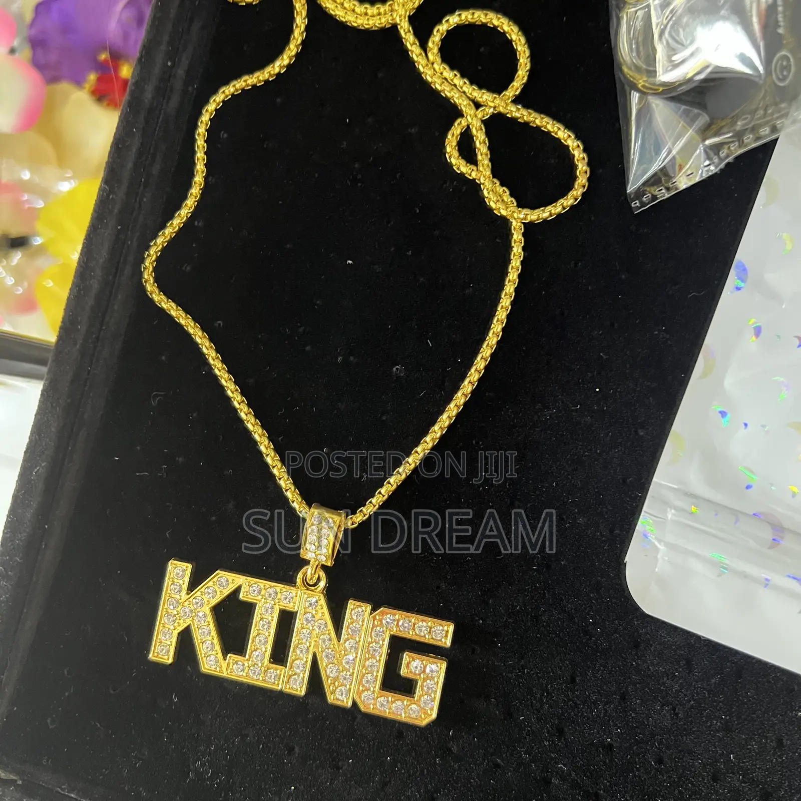 Men Golden Necklace Diamond KING Necklace