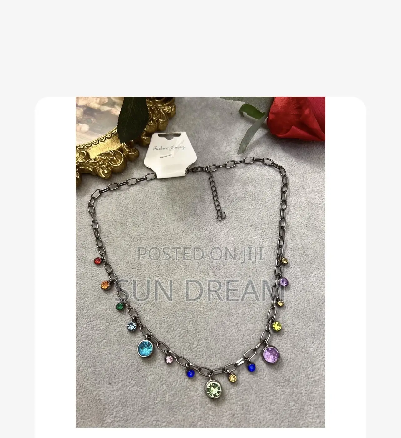 Vintage Necklace Colorful Diamond Necklace Y2K Accessories