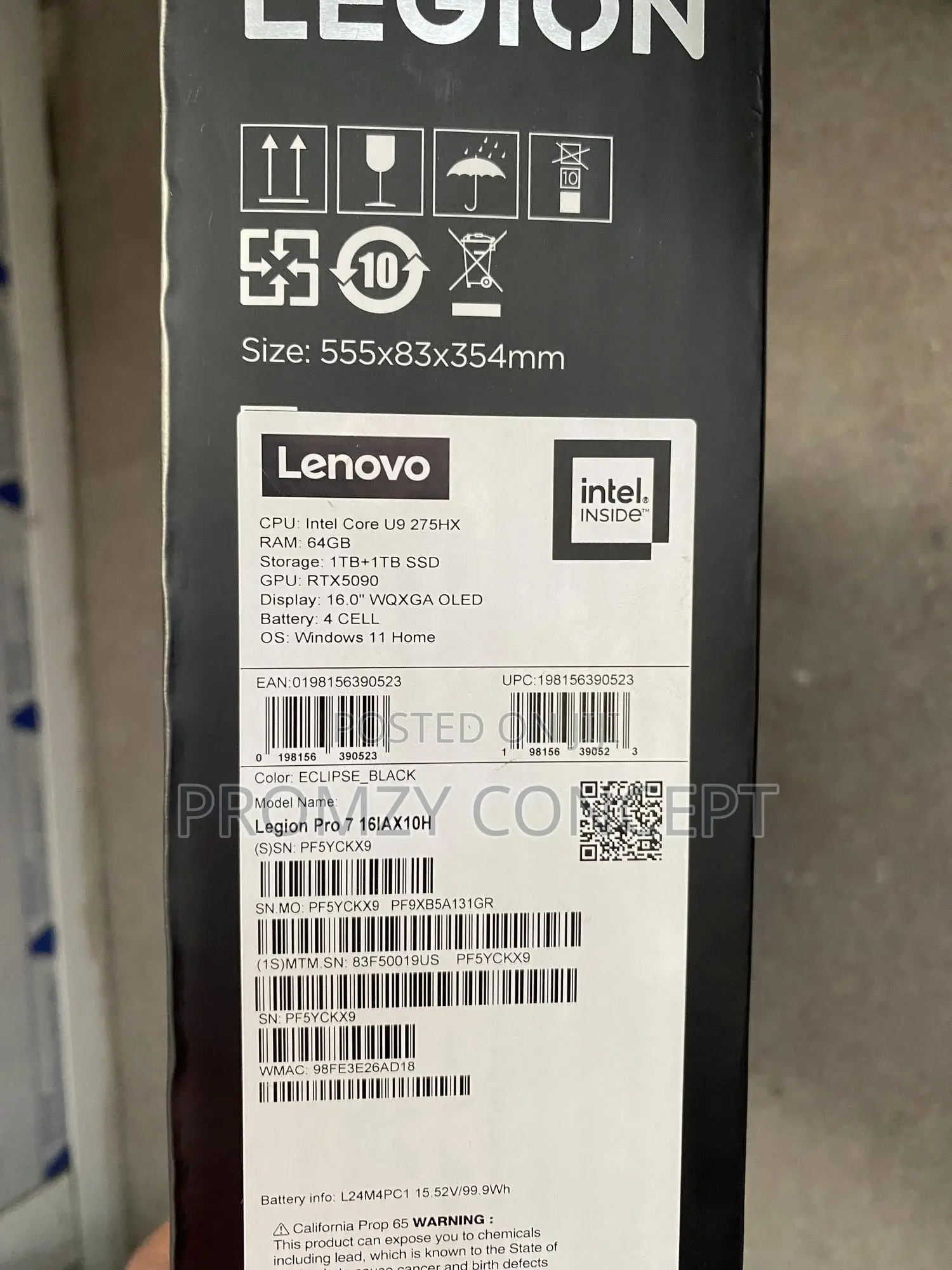 New Laptop Lenovo Lrgion 7i 64GB Intel Core Ultra 9 SSD 2T