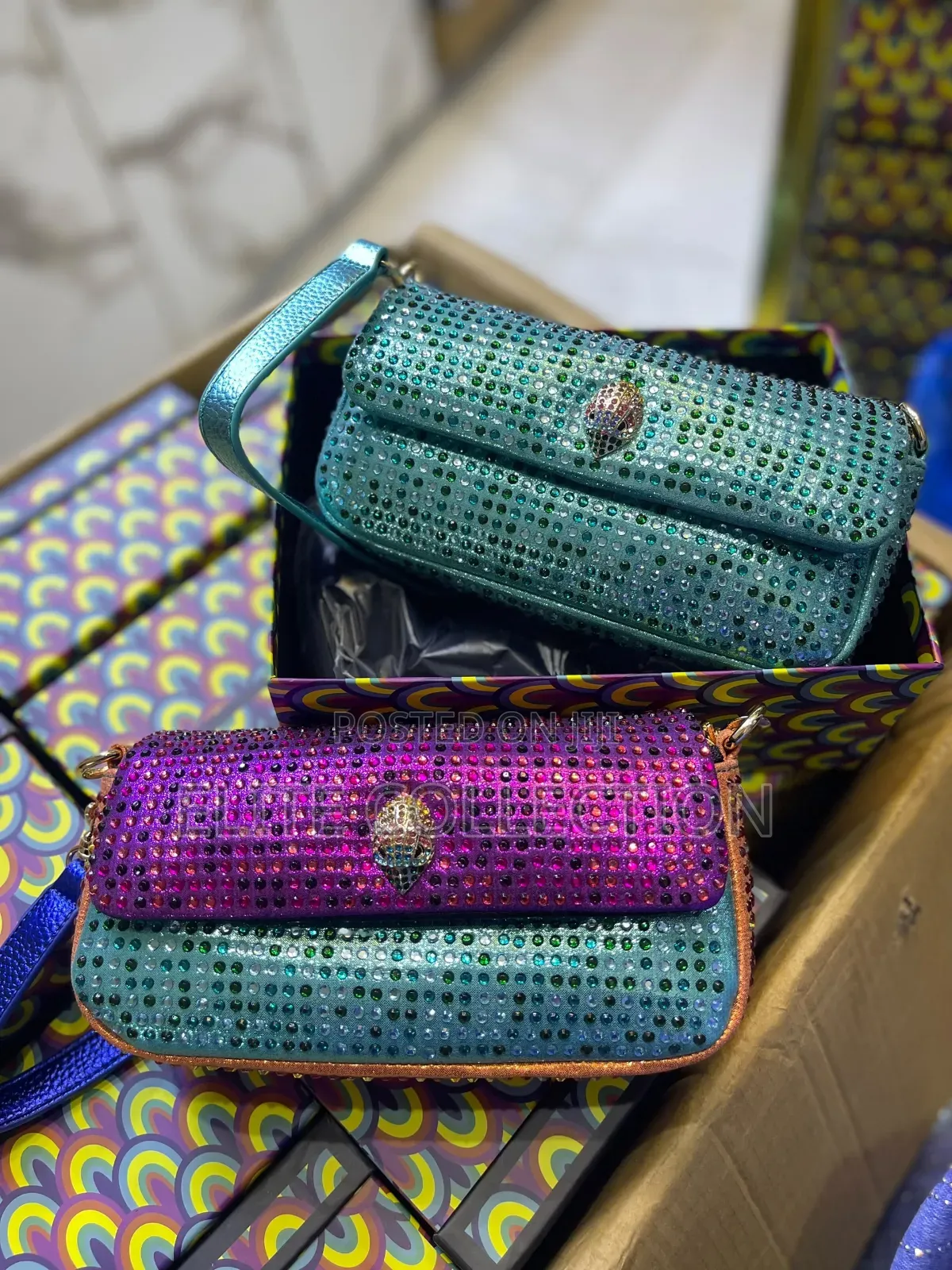 Kurt Geiger Pickle Rhinestone Bag* *comes With 2straps Branded Box