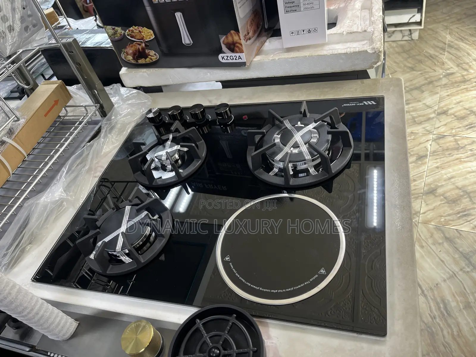 Sky-Oppein Built in Gas Hob 3 Burner Gas Cooker 1 Electric