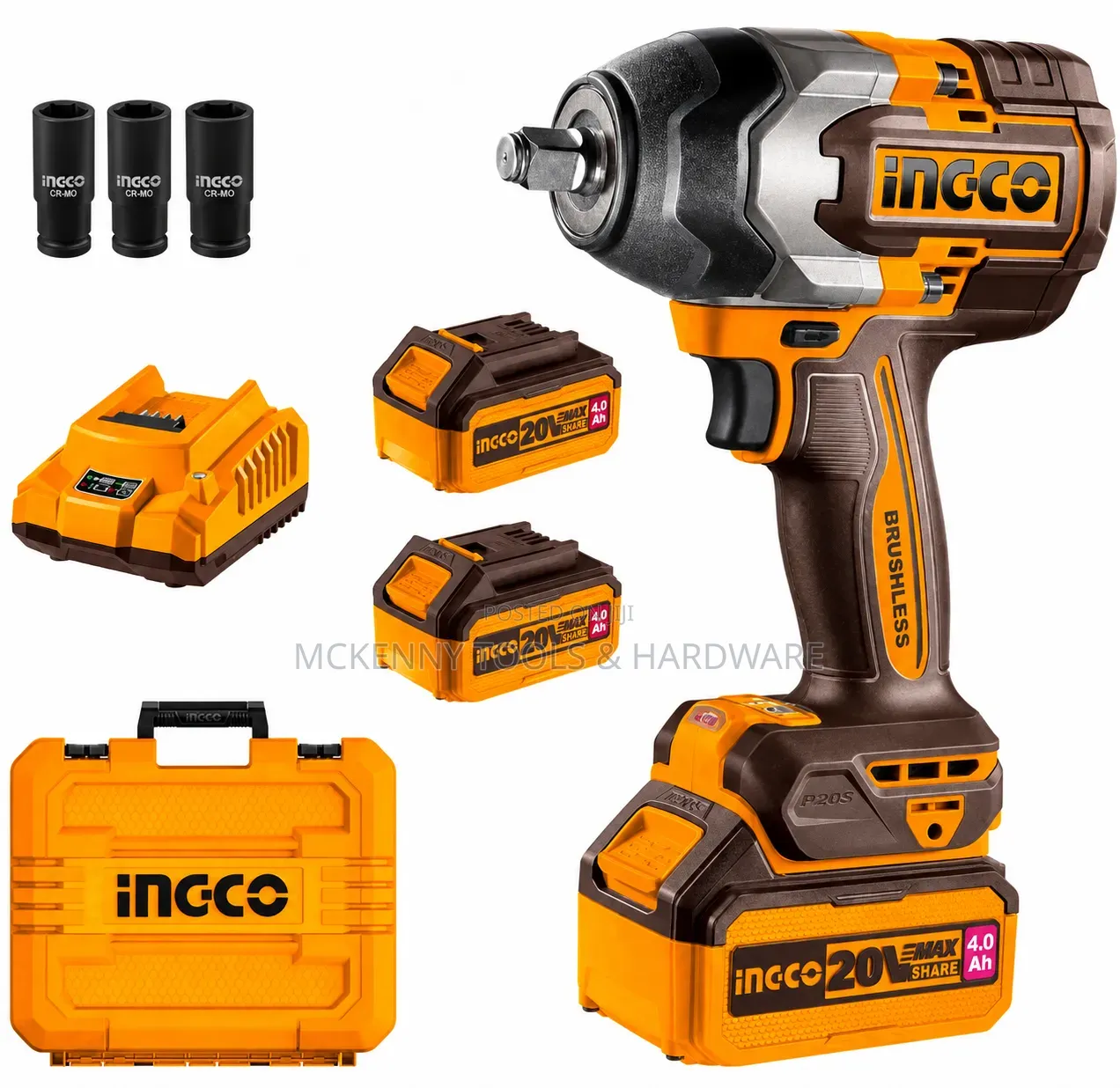INGCO 20V Cordless Brushless Impact Wrench (Model CIWLI2085),