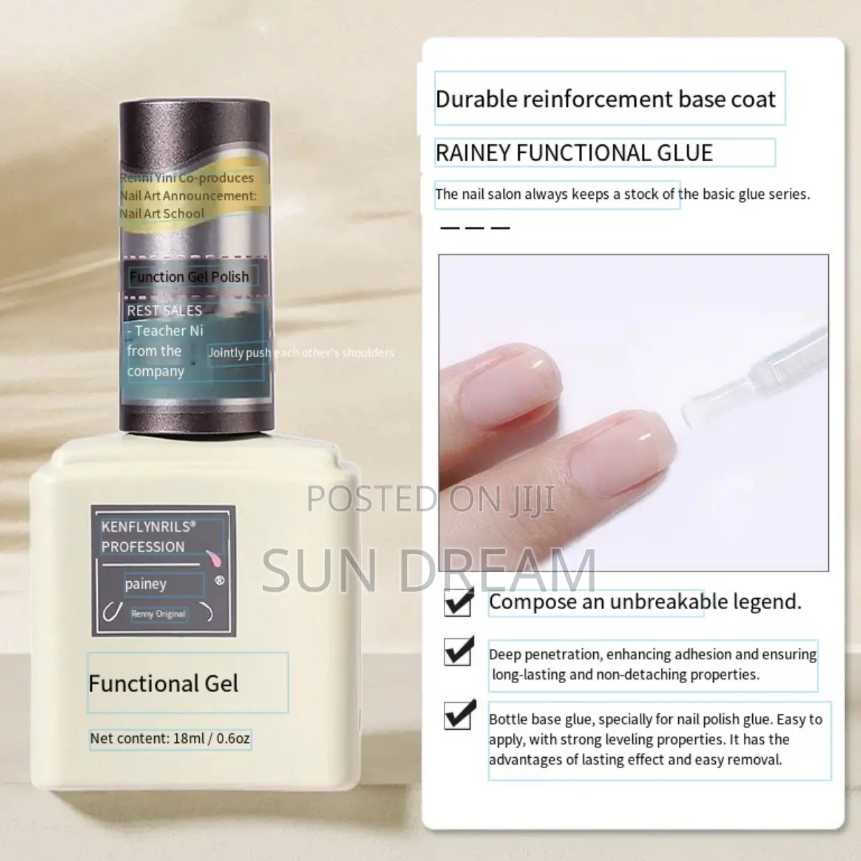 Quality Top Coat Base Coat and Building Gel Nail Salon Function Gel