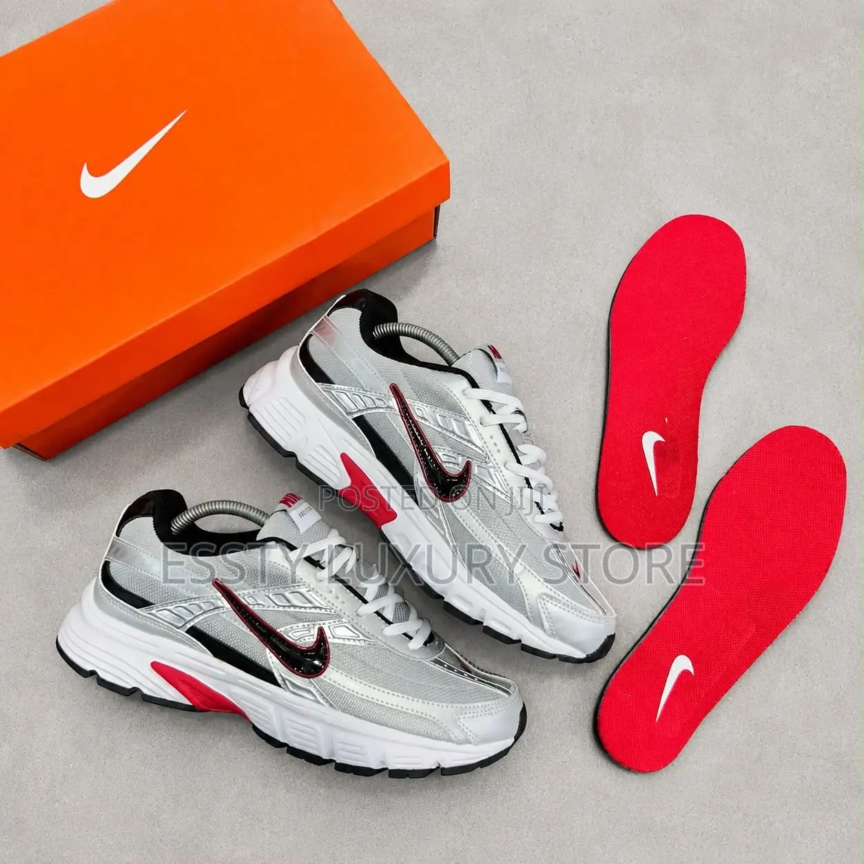 New Nike Initiator ‘Silver / Varsity Red’ Snks”*