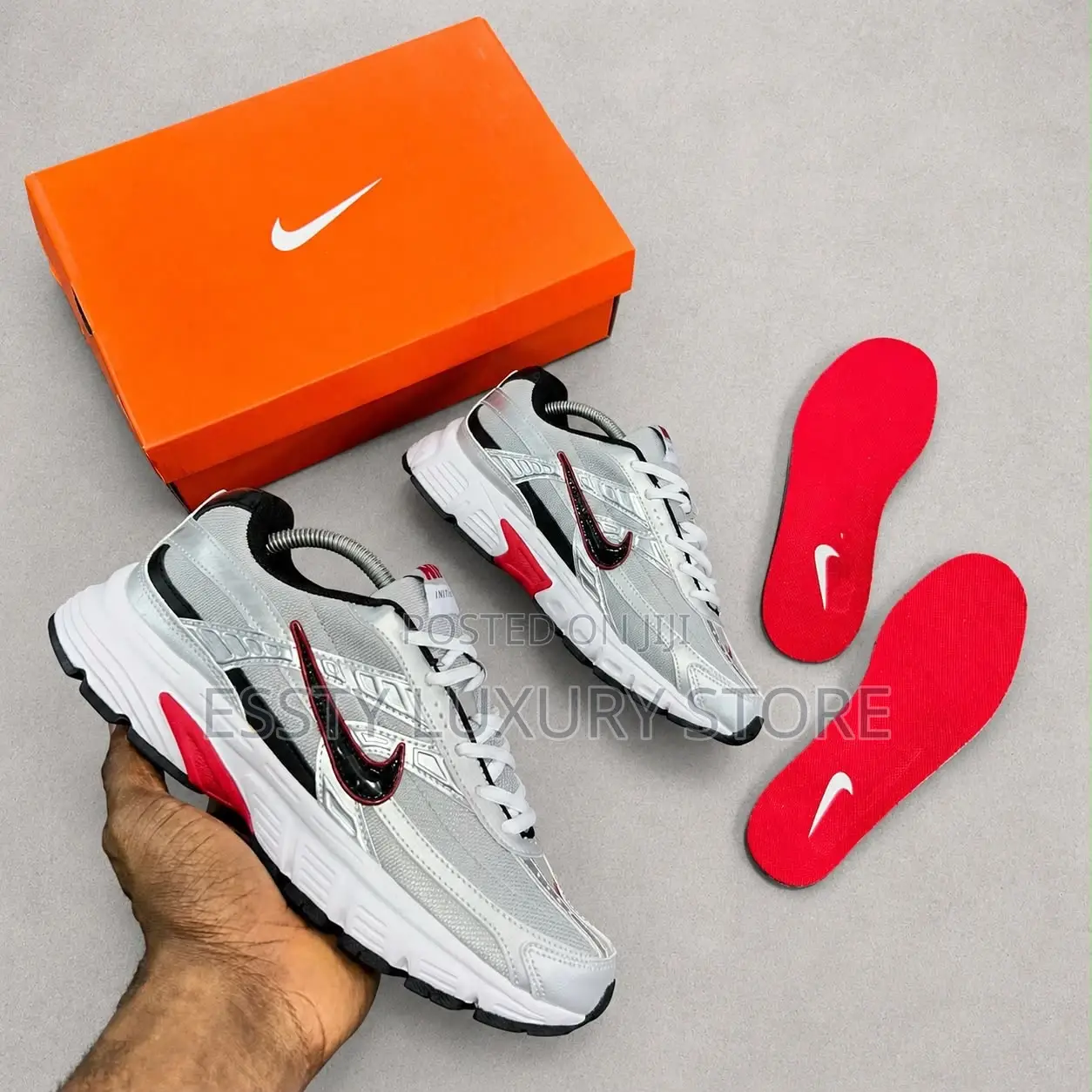 New Nike Initiator ‘Silver / Varsity Red’ Snks”*