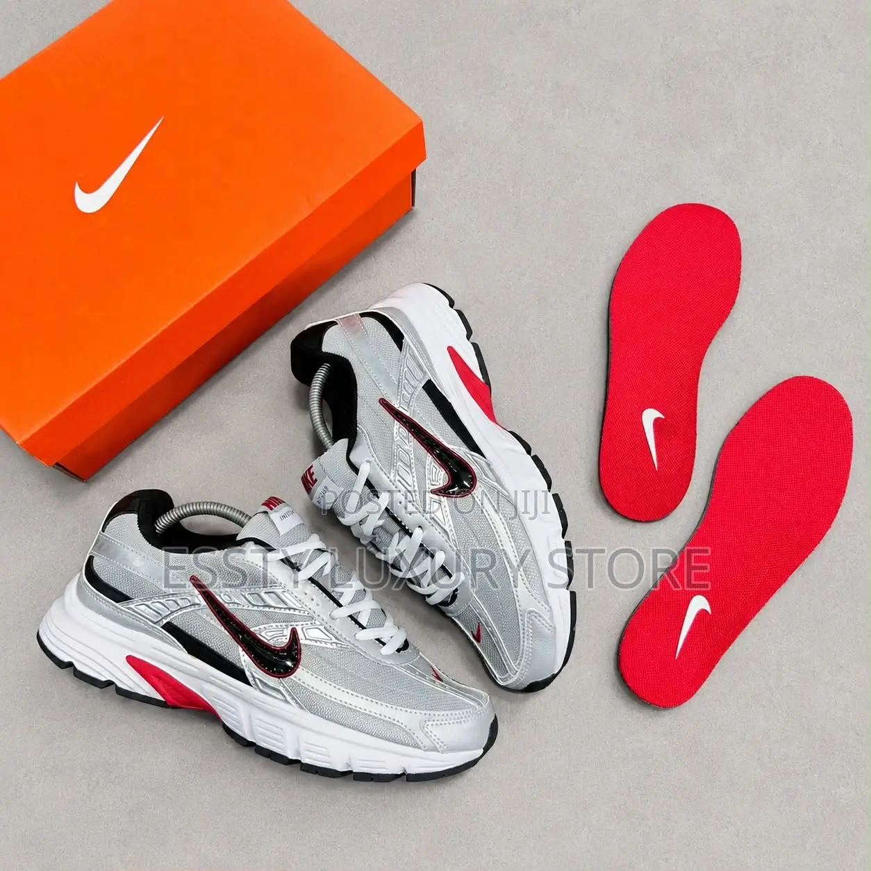 New Nike Initiator ‘Silver / Varsity Red’ Snks”*