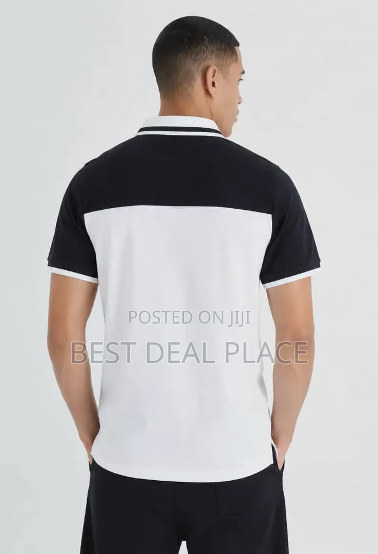 BoohooMan Colour Block Zip Neck Polo T-Shirt (Genuine UK Import)