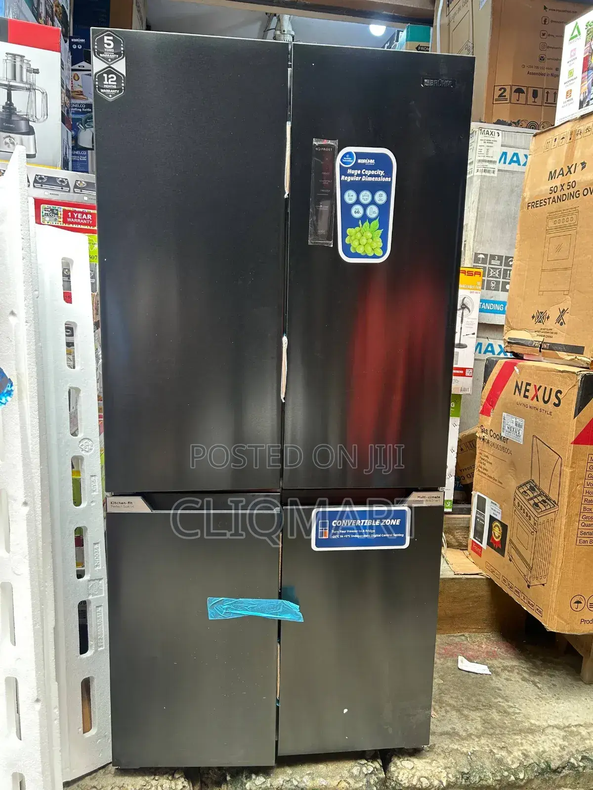 Bruhm 502L 4 Door Side by Side Fridge Freezer, No Frost Inverter