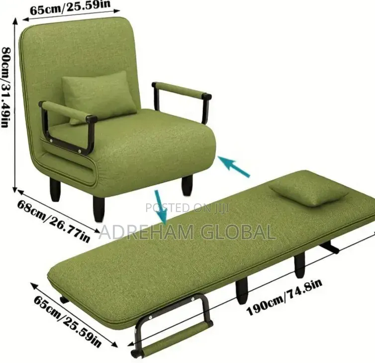 3in1 Convertible Sofa Bed and Chair Note:-With Single Pillow