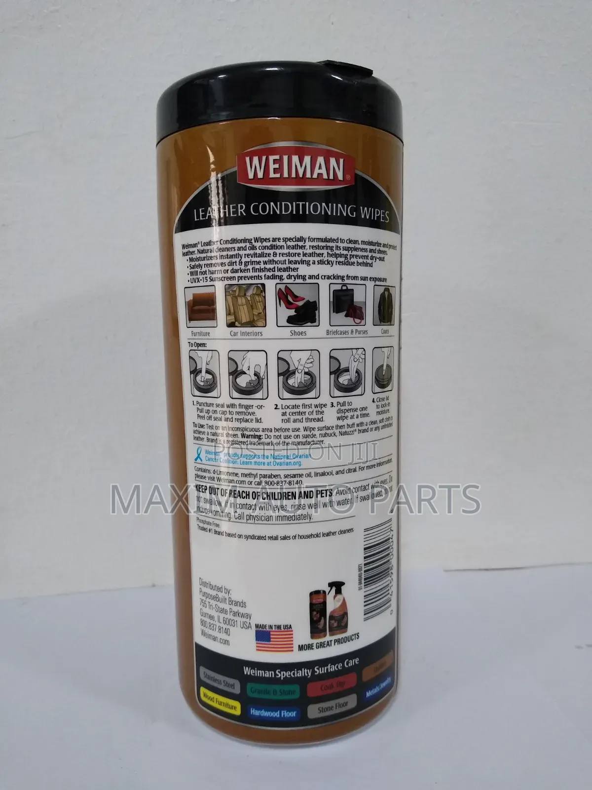 Weiman Leather Cleaner Conditioner Wipes