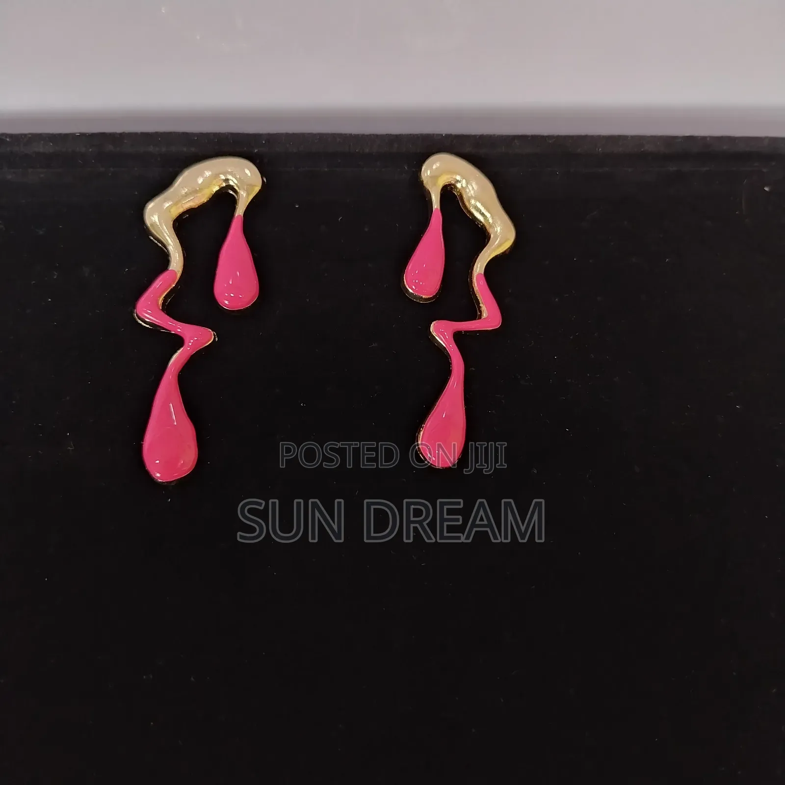 Ladies Earrings Golden Pink, Gold White Earrings Accessories