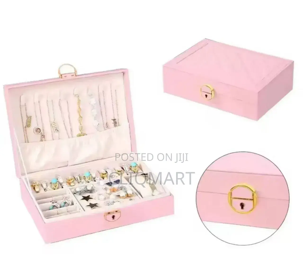 Jewelry Box Organizer With Lock - Necklace Ring Earring Storage Case