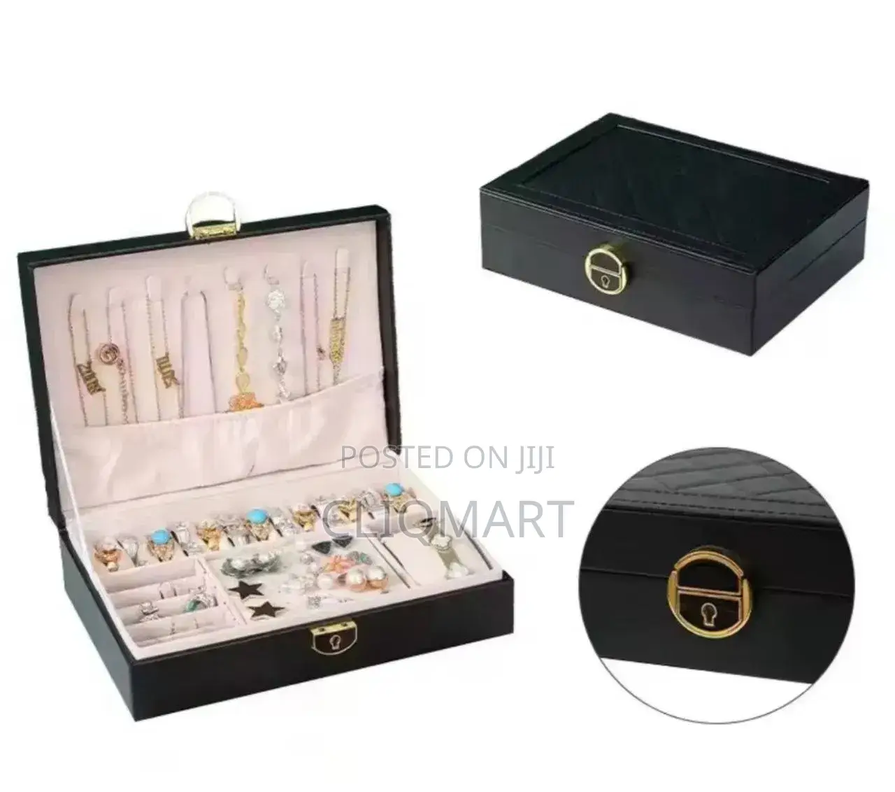 Jewelry Box Organizer With Lock - Necklace Ring Earring Storage Case