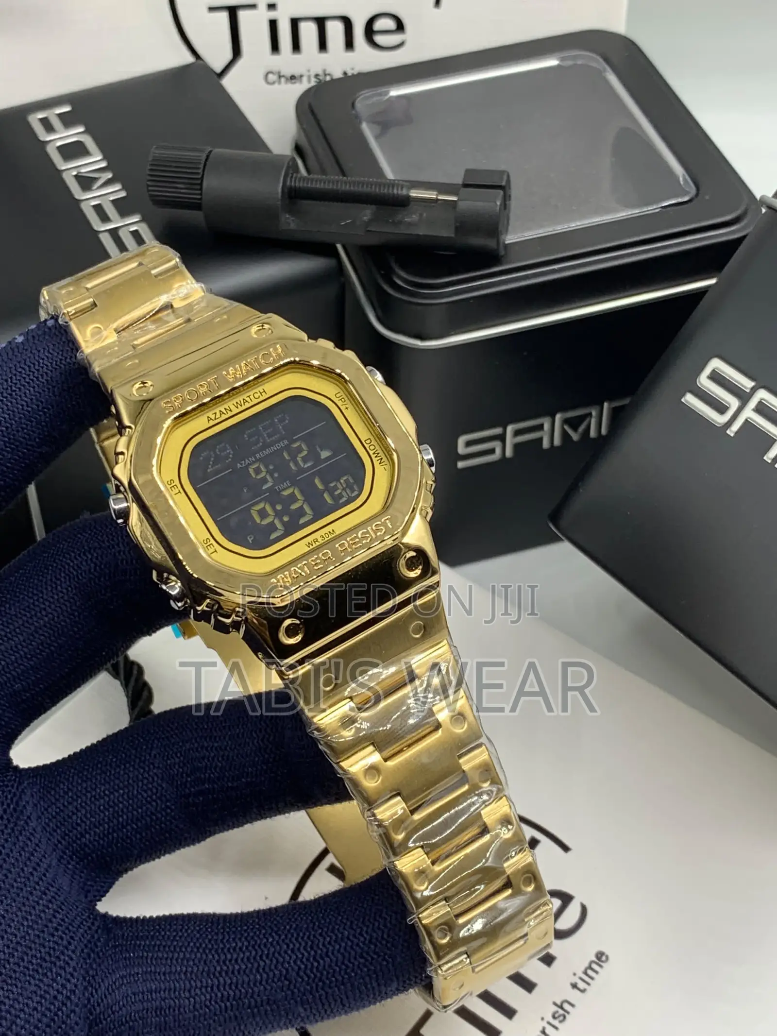 Sanda Digital Stainless Steel Wristwatch for Men