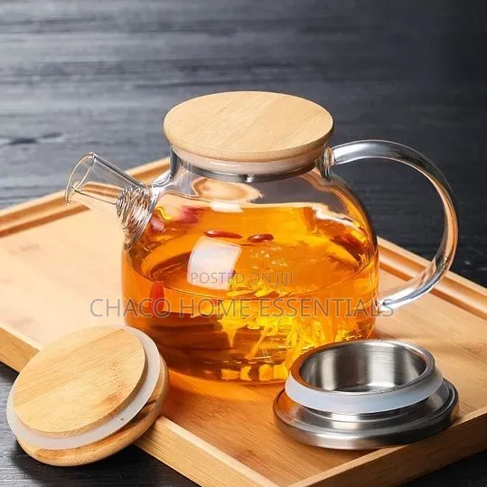 Borosilicate Glass Teapot With Bamboo Lid (1.8L, 1.5L 1L)