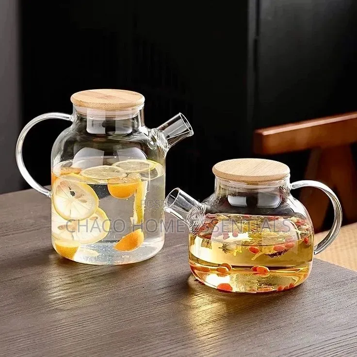 Borosilicate Glass Teapot With Bamboo Lid (1.8L, 1.5L 1L)
