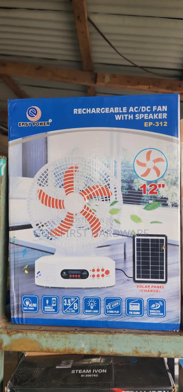 12" Solar Table Fan With Mp3