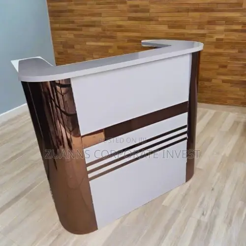 Stripe Reception Office Table \White Checkout Welcome Counter.