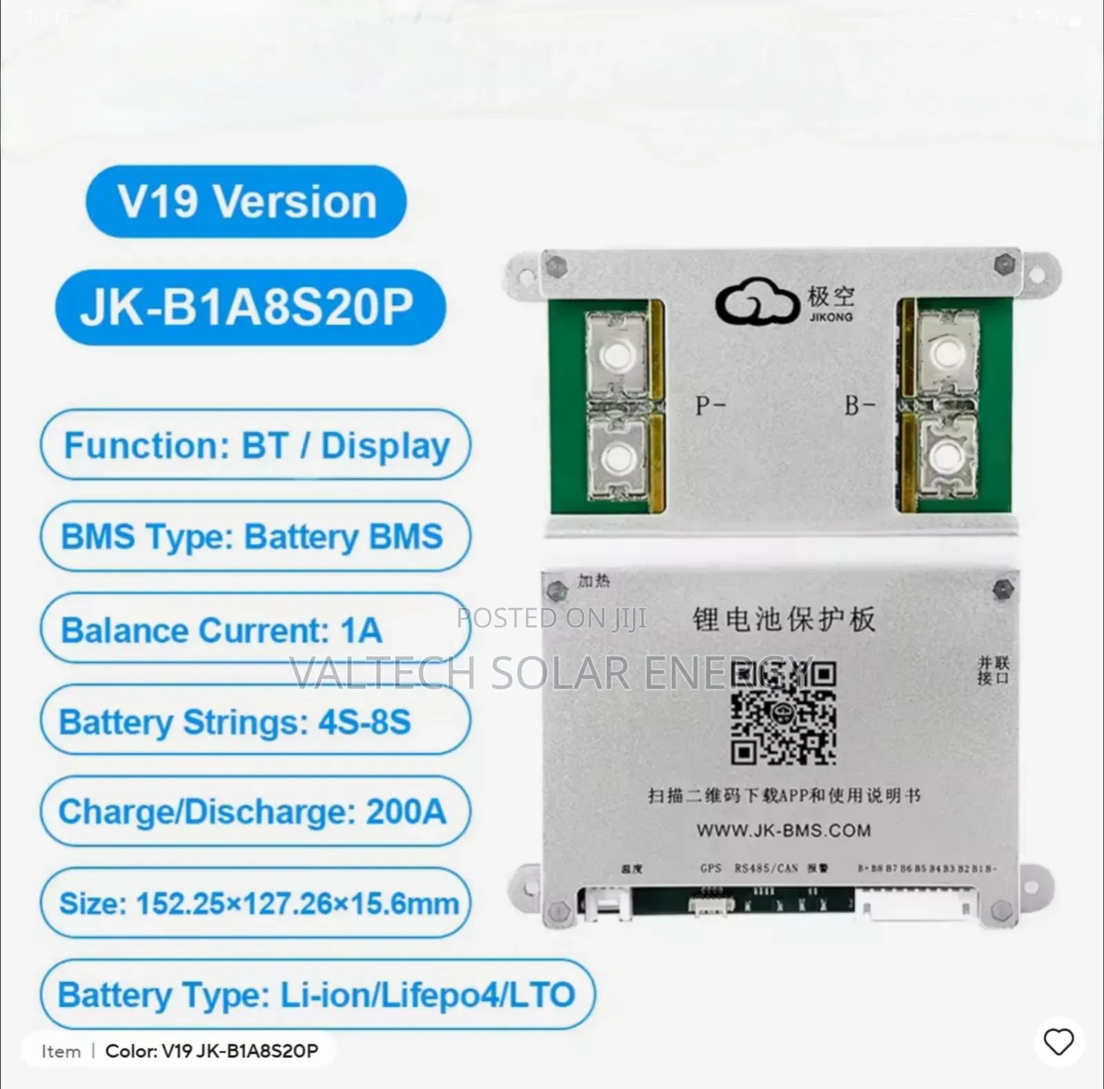 Jk Jk-B1a8s20p 200a 1a Active Balancer Smart Bluetooth BMS