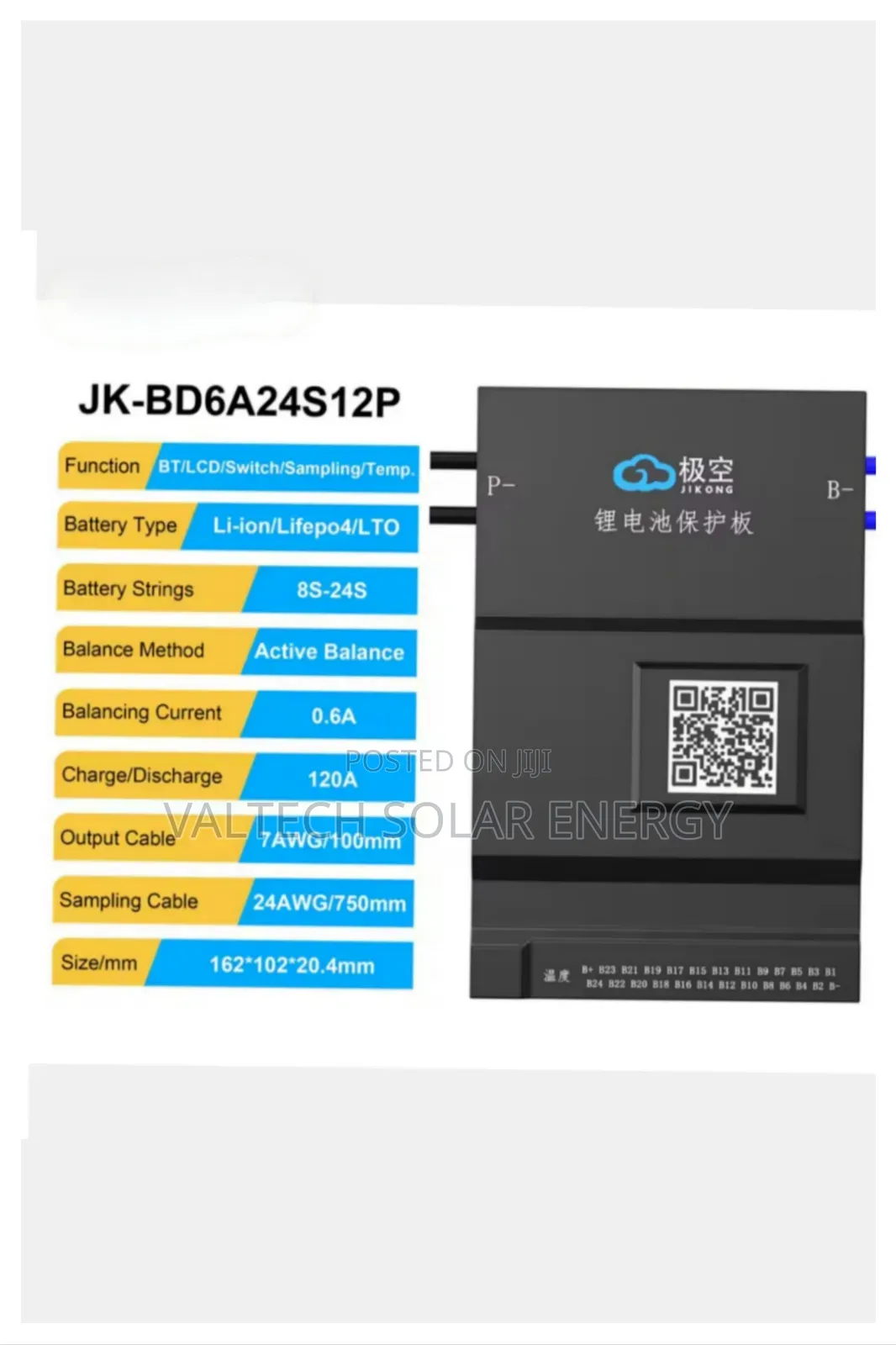 Jk Bd6a24s12p 120a 8s-24s Smart BMS for Lithuim Batteries