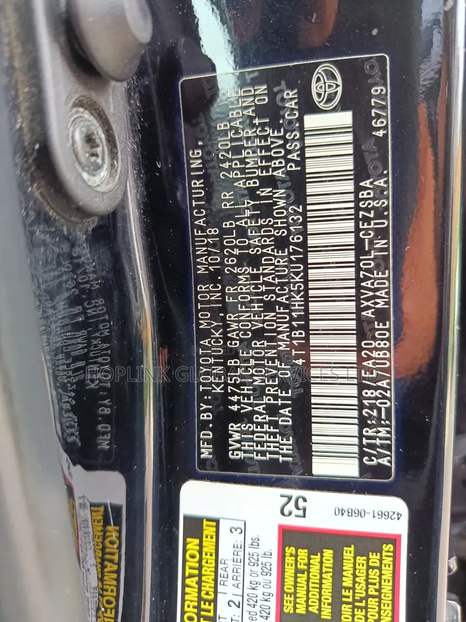 Toyota Camry SE (2.5L 4cyl 8A) 2019 Black