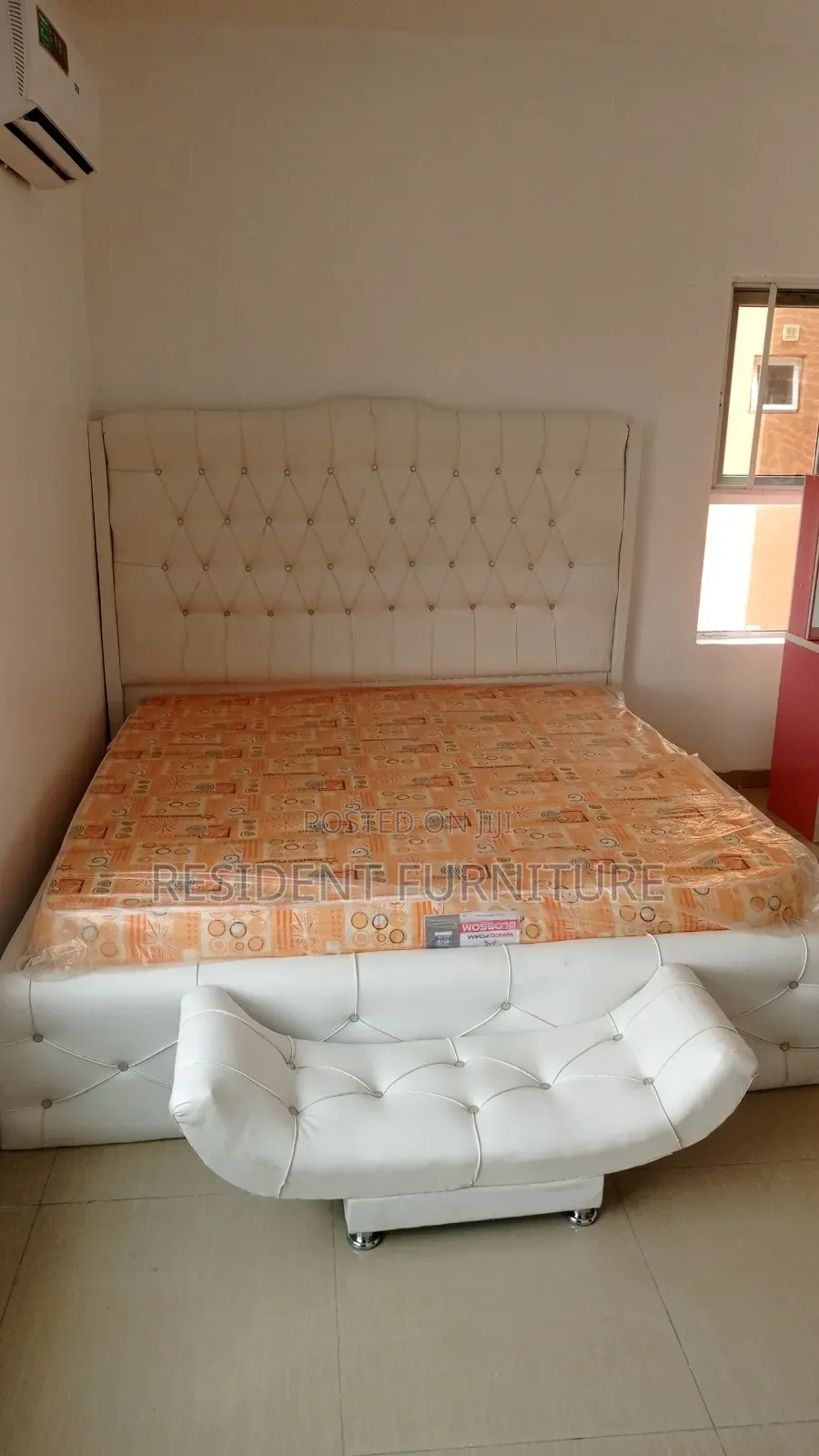White Leather 6x6 Bed Frame