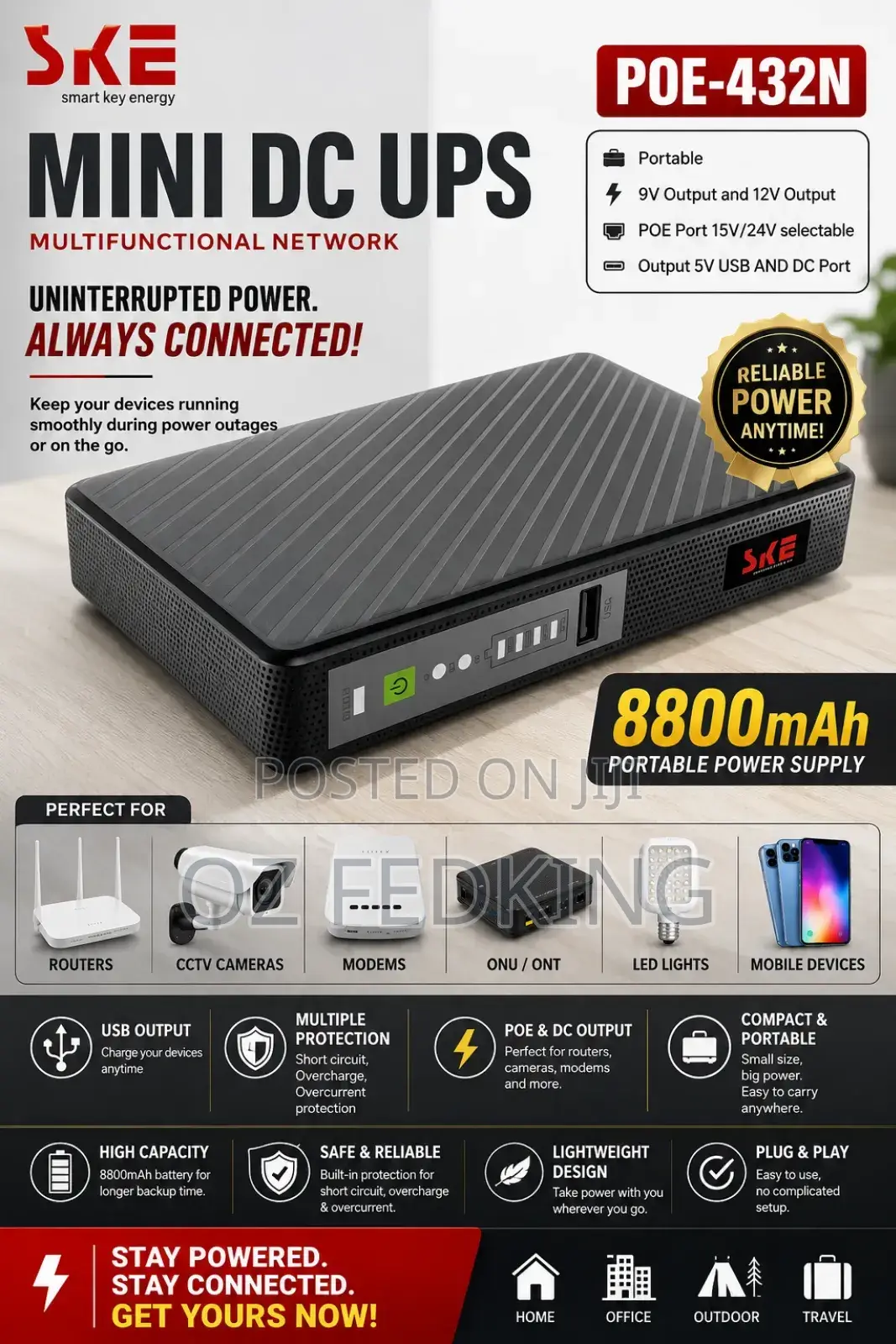 Ske Mini Dc Ups 8800mah