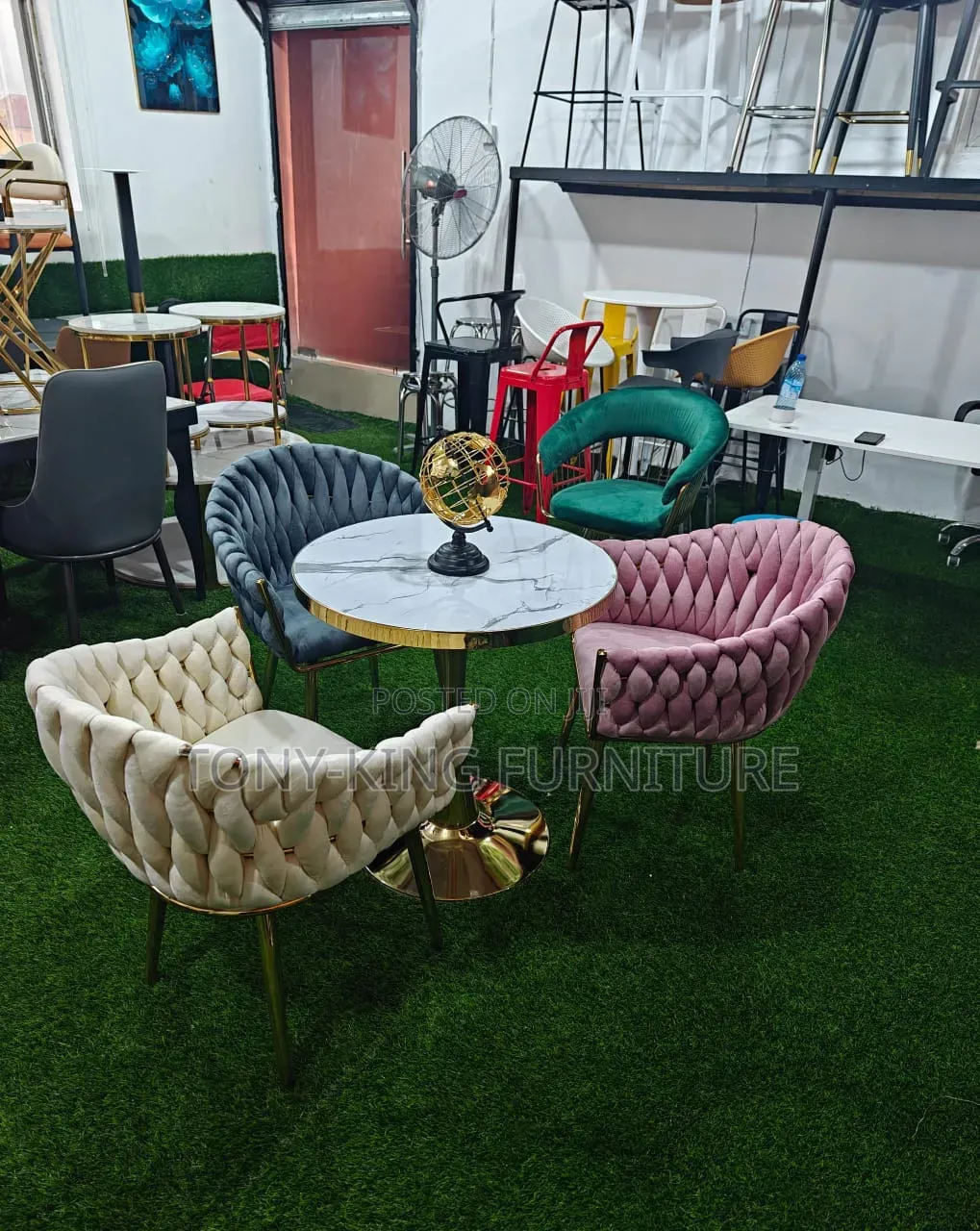 Executive Fabric Iron Leg Dining Chair With Table