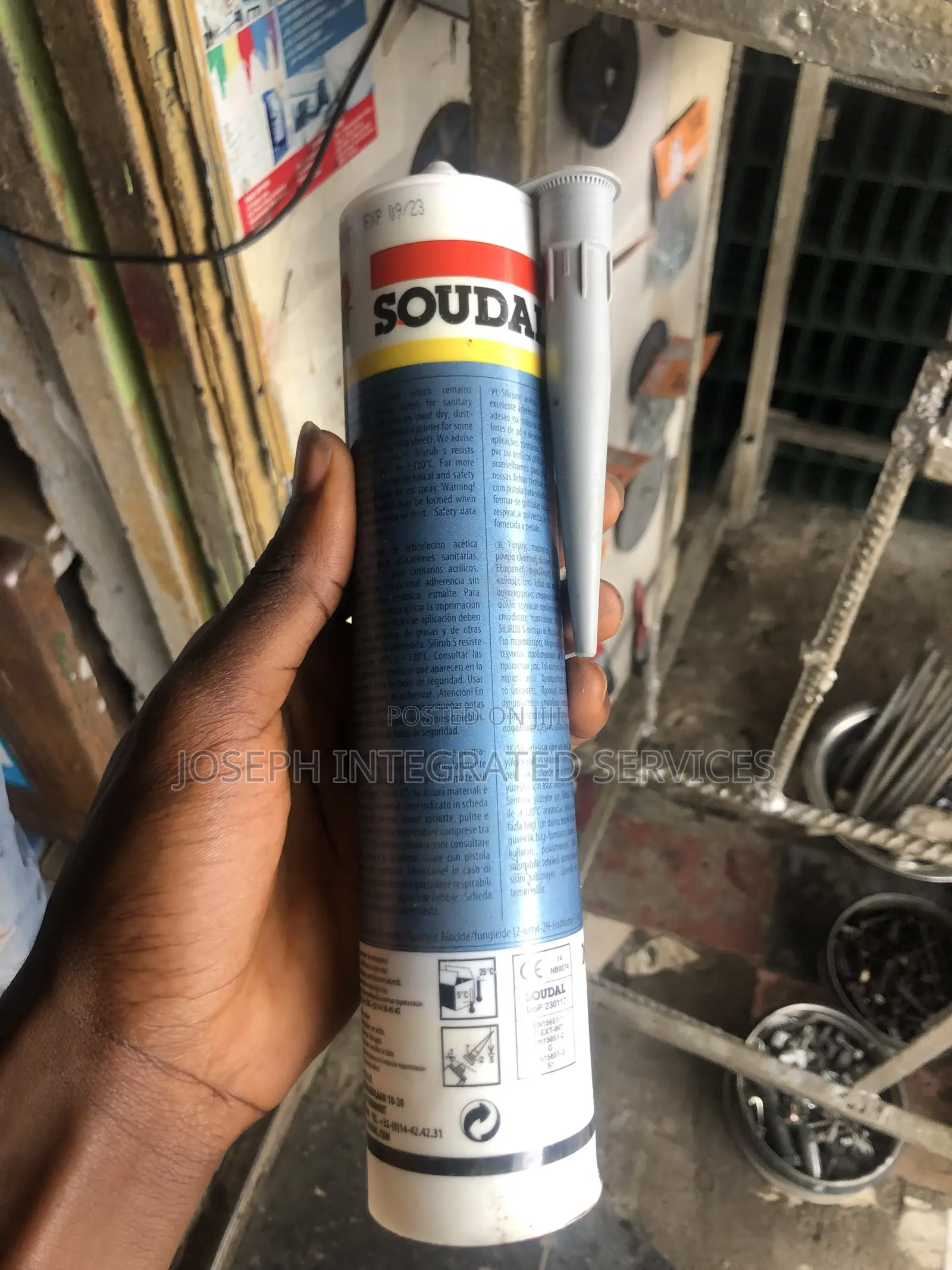 Soudal Branded Acetic Cure Silicone Sealant Cartridge.