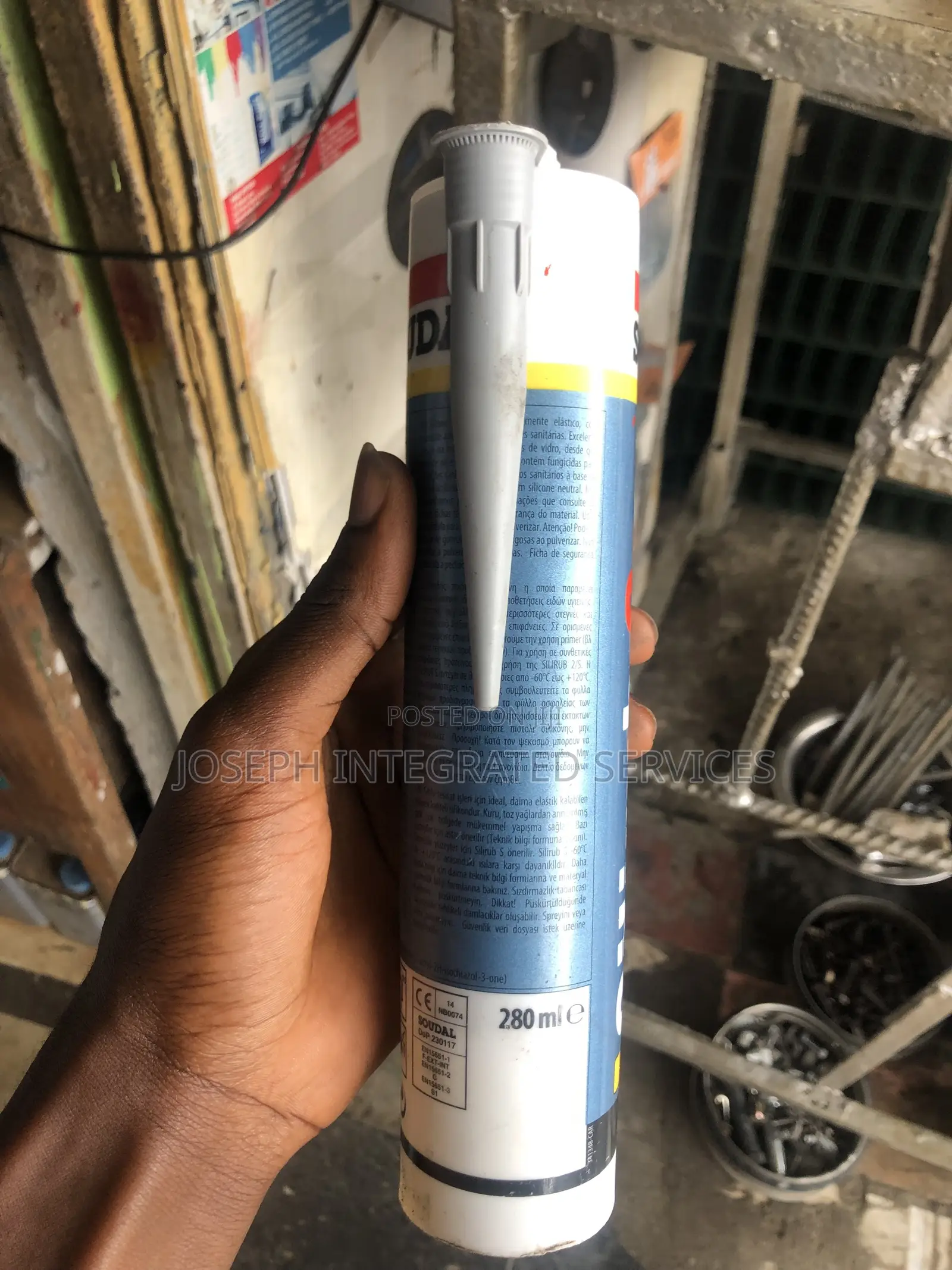 Soudal Branded Acetic Cure Silicone Sealant Cartridge.
