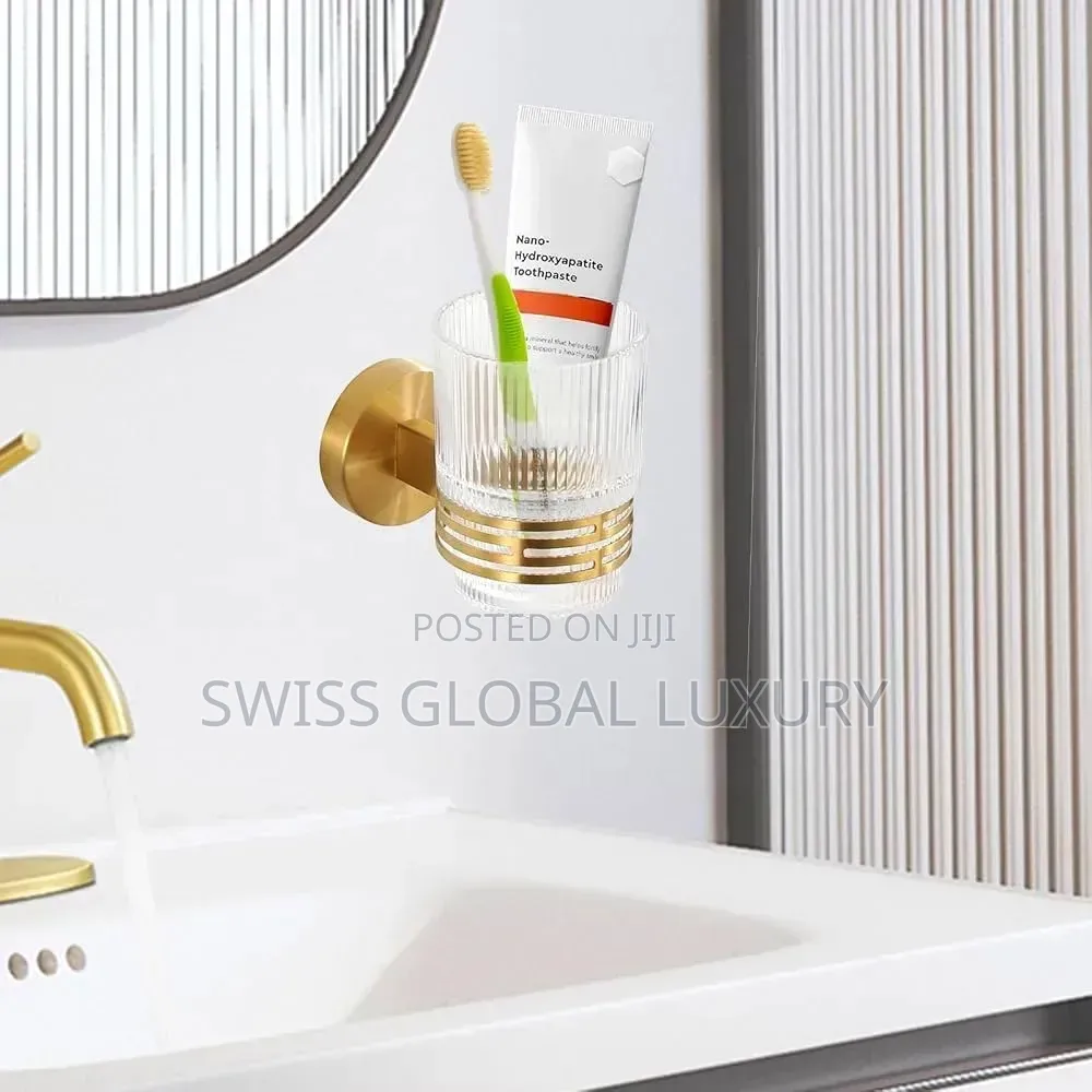 Quality Toothbrush Holder With Glass Gup-Stainless Steel