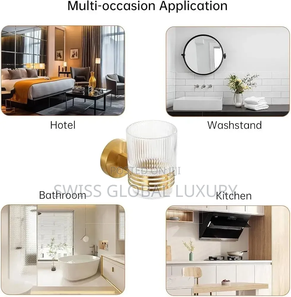 Quality Toothbrush Holder With Glass Gup-Stainless Steel