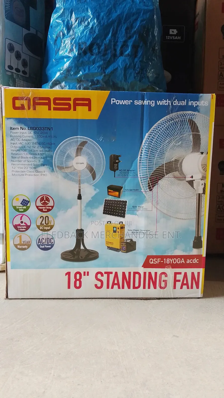Qasa Inverter Standing Fan "18" Inches