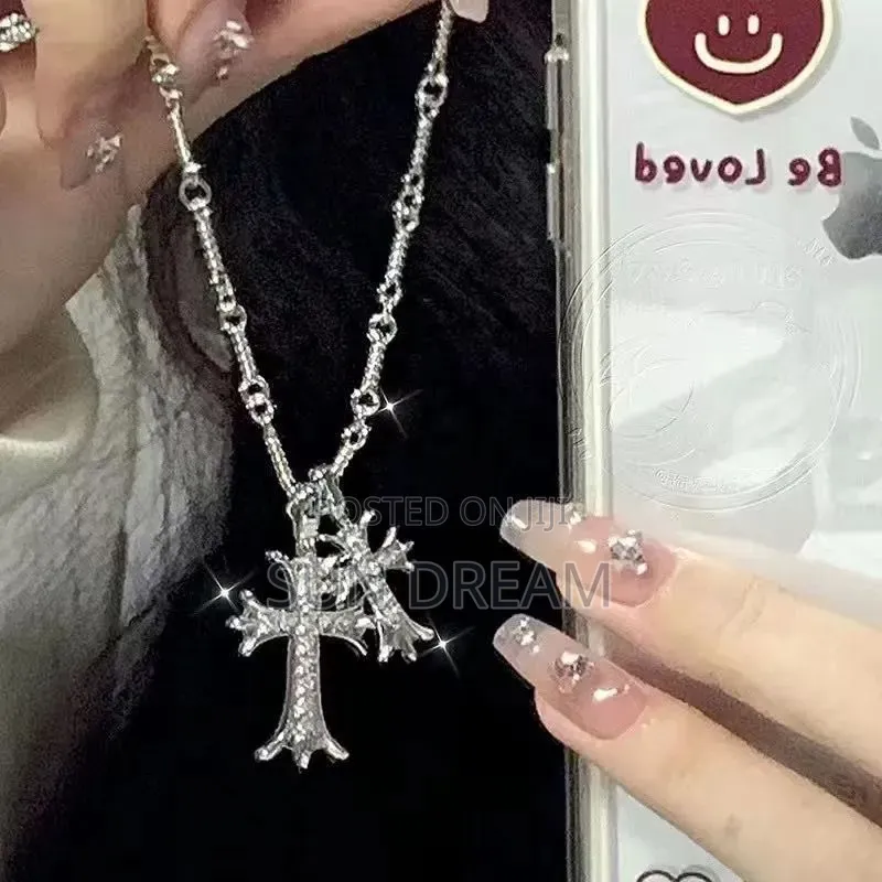 Unisex Silver Cross Necklace Fashion Necklace