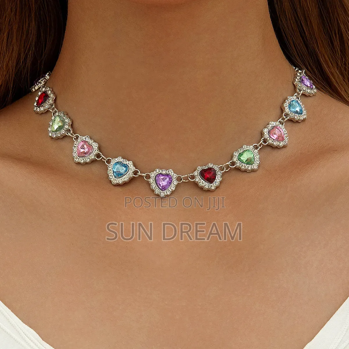 Heart Necklaces Diamond Necklace for Women Colorful Necklace