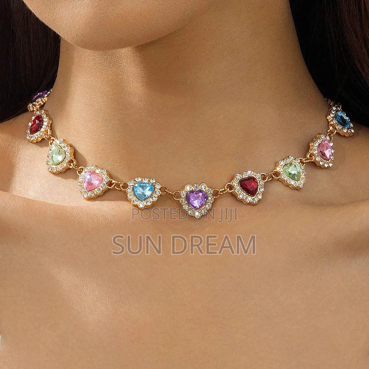 Heart Necklaces Diamond Necklace for Women Colorful Necklace