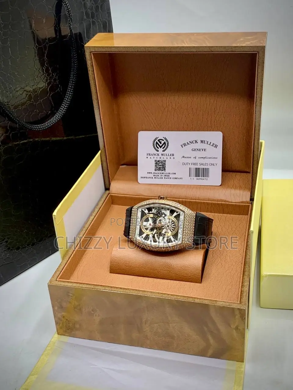 Franck Muller Quality Luxury Men Leather Automatic Engine Wristwatch